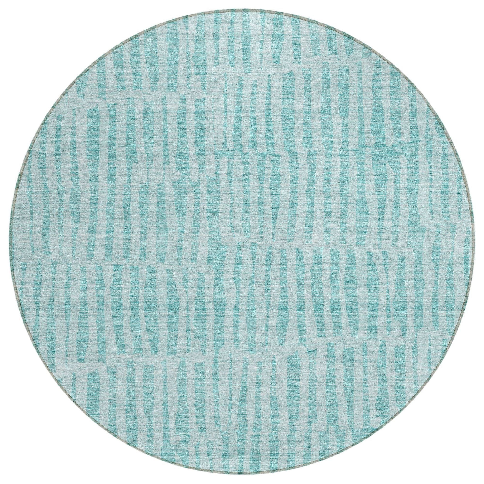 Machine Washable Teal Rug - Indoor / Outdoor - Kids / Pet Friendly Striped Print Rug