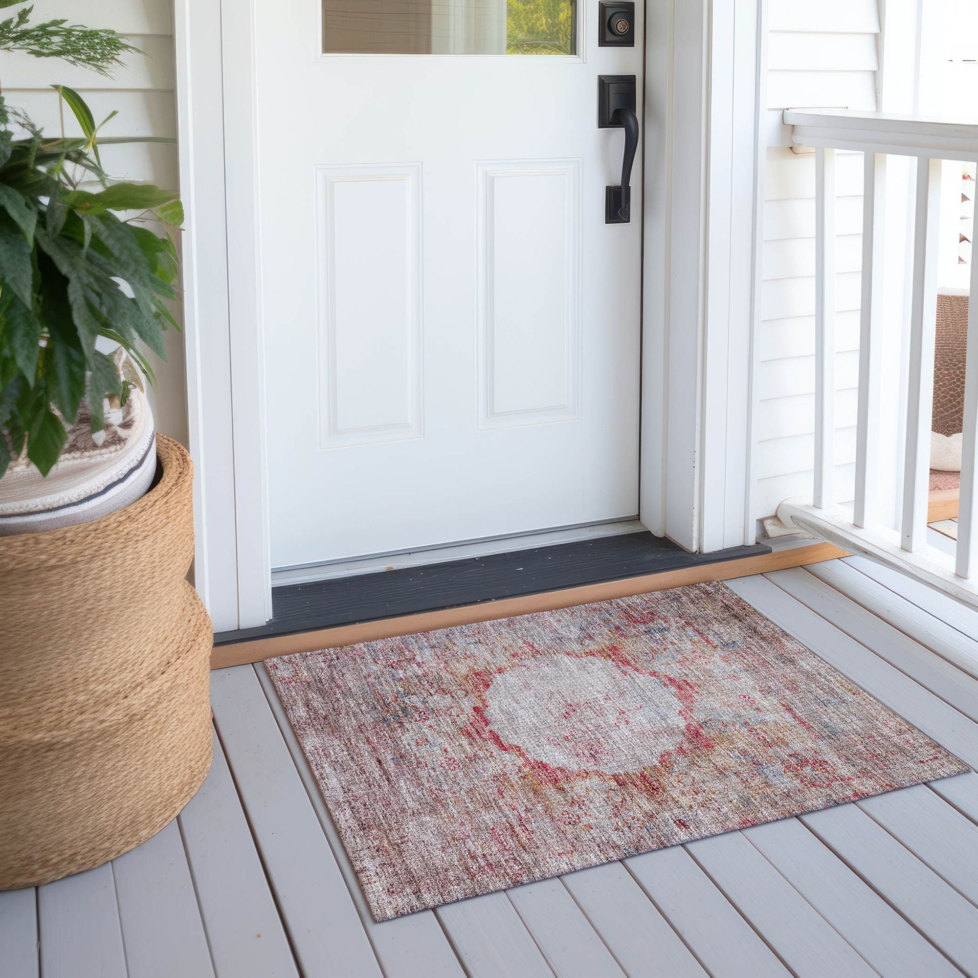Machine Washable Red Rug - Indoor / Outdoor - Kids / Pet Friendly Oriental Print Rug