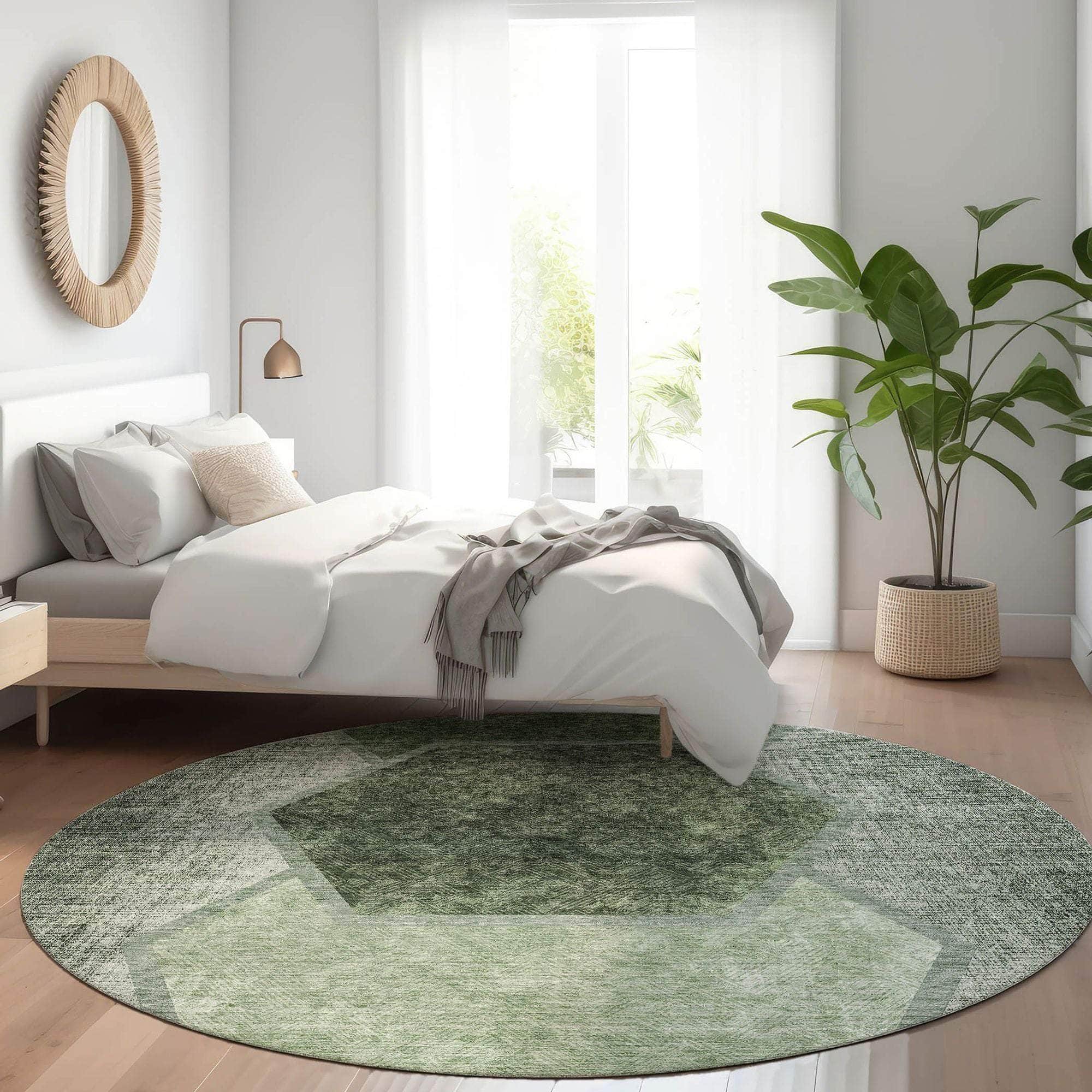 Machine Made ACN679 Olive Green Rugs #color_olive green