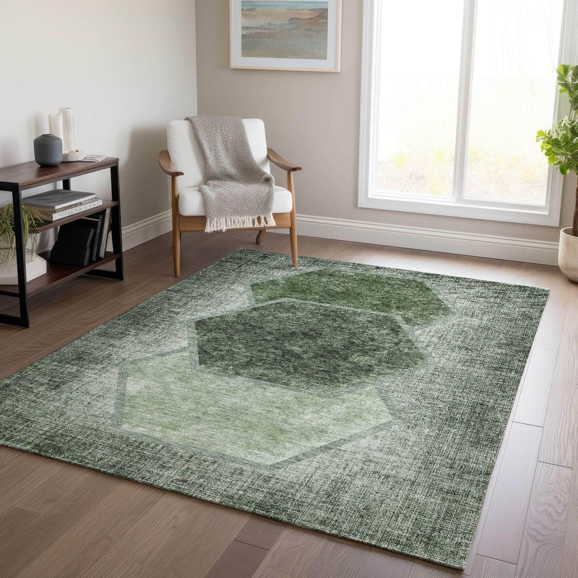Machine Made ACN679 Olive Green Rugs #color_olive green