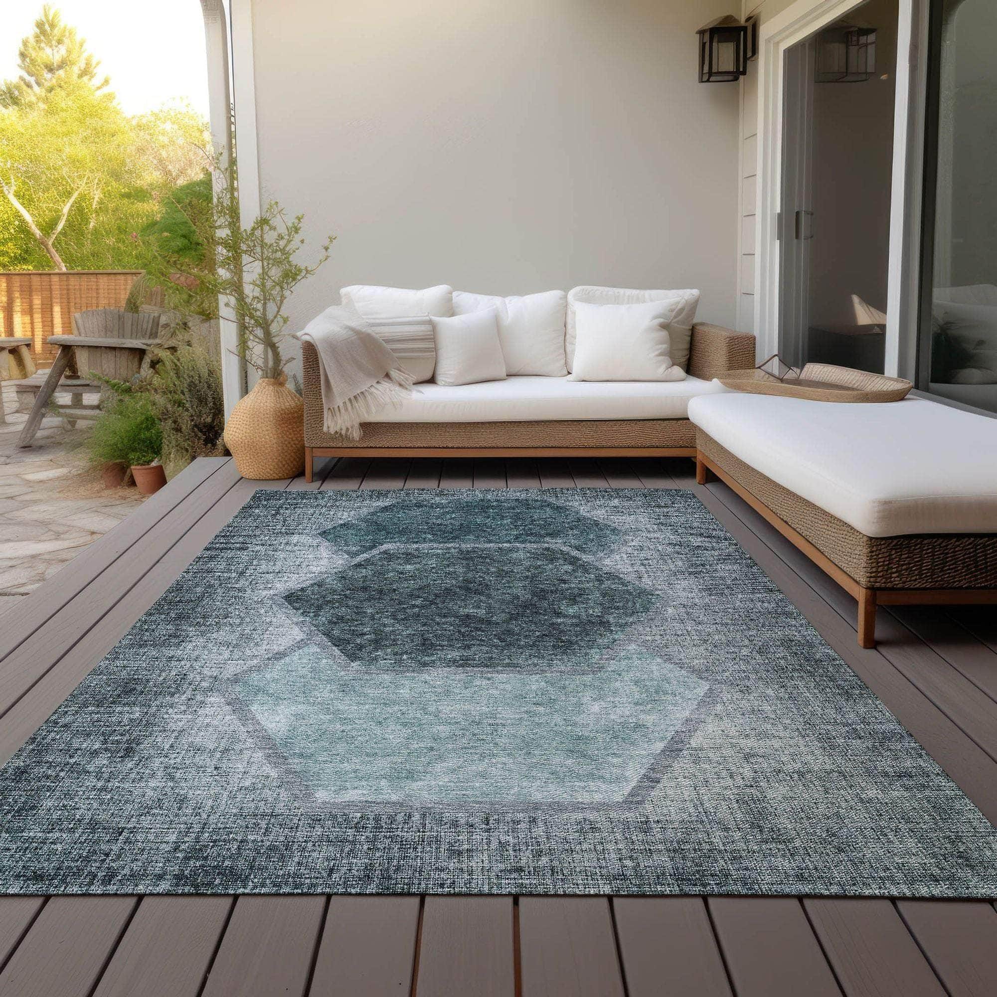 Machine Made ACN679 Teal  Rugs #color_teal 