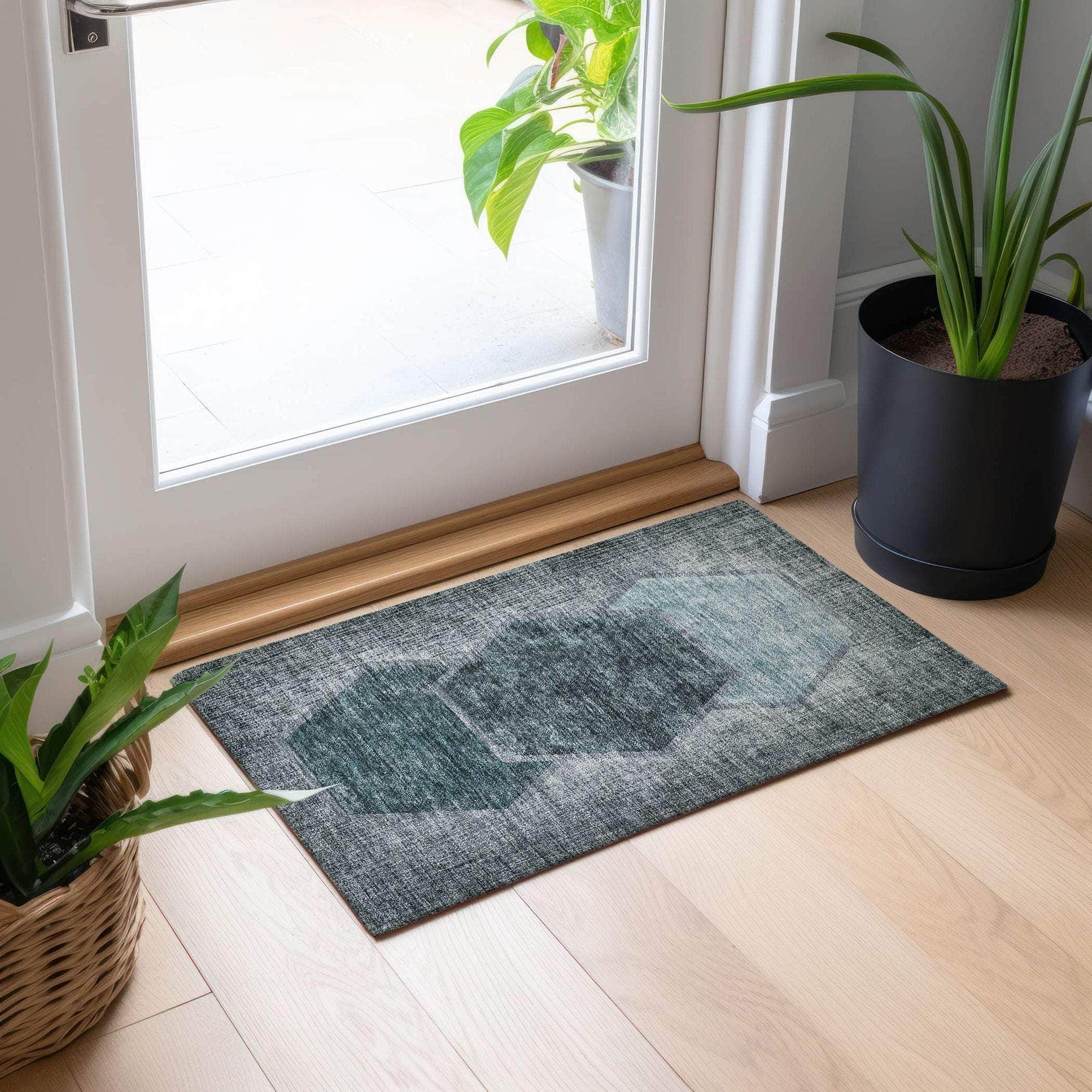 Machine Made ACN679 Teal  Rugs #color_teal 