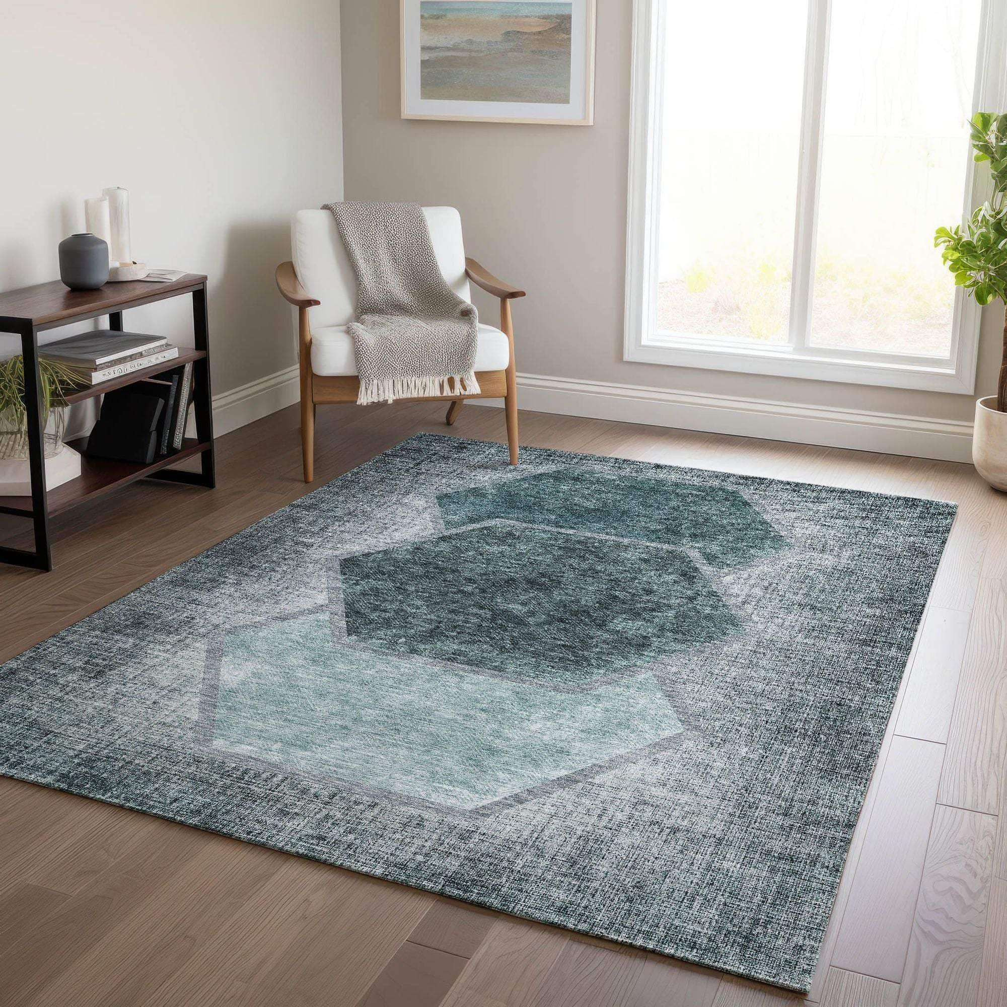 Machine Made ACN679 Teal  Rugs #color_teal 