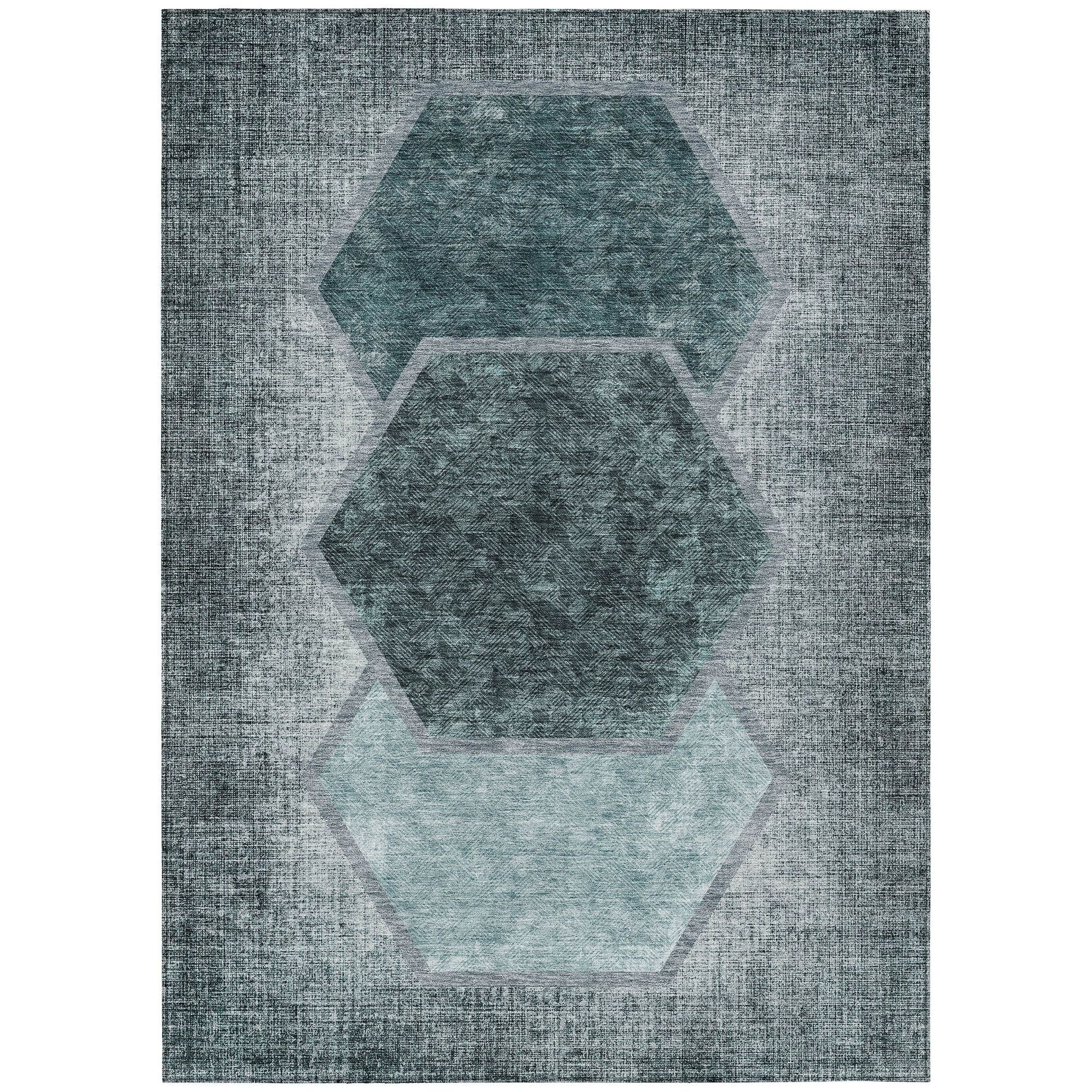 Machine Made ACN679 Teal  Rugs #color_teal 