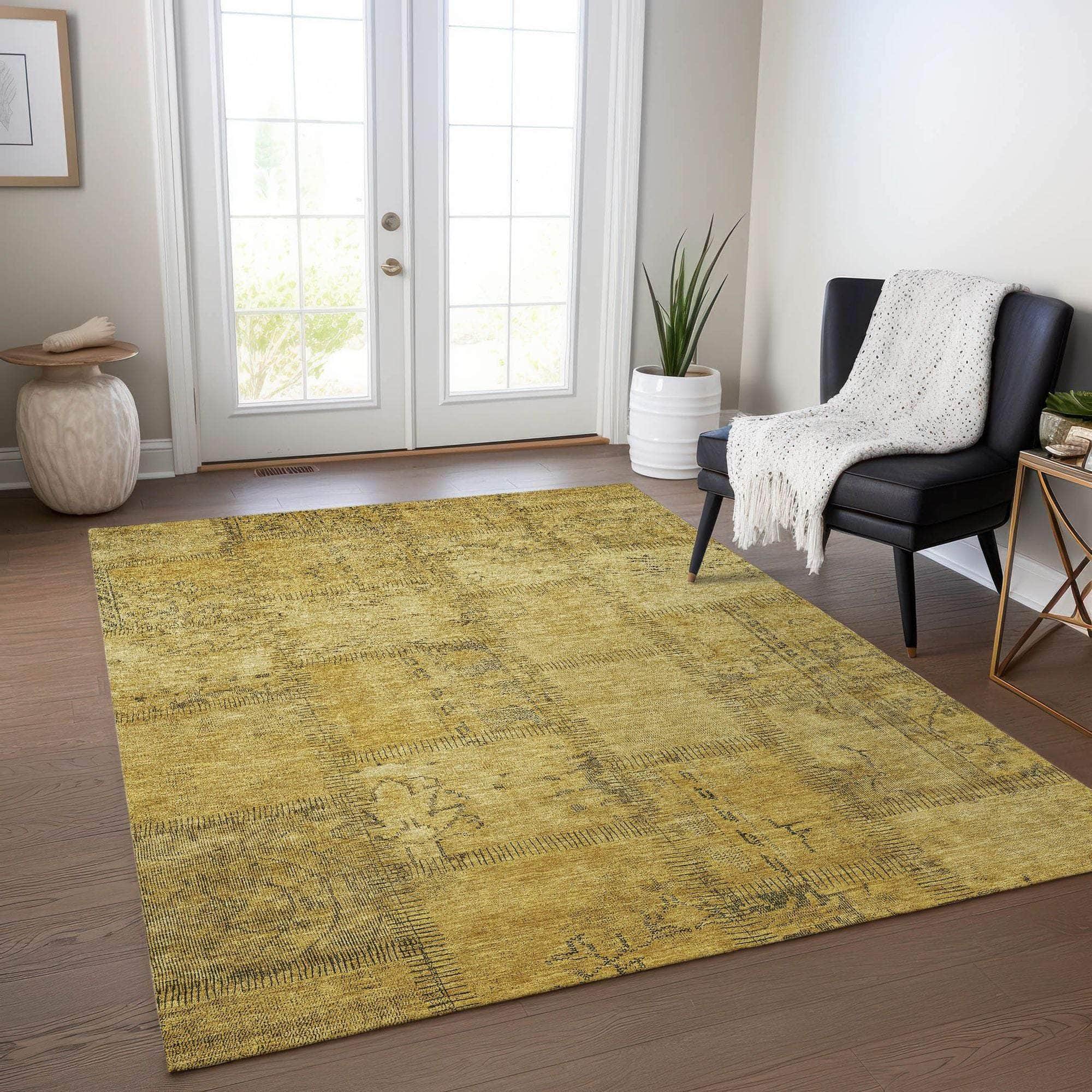 Machine Made ACN685 Gold  Rugs #color_gold 