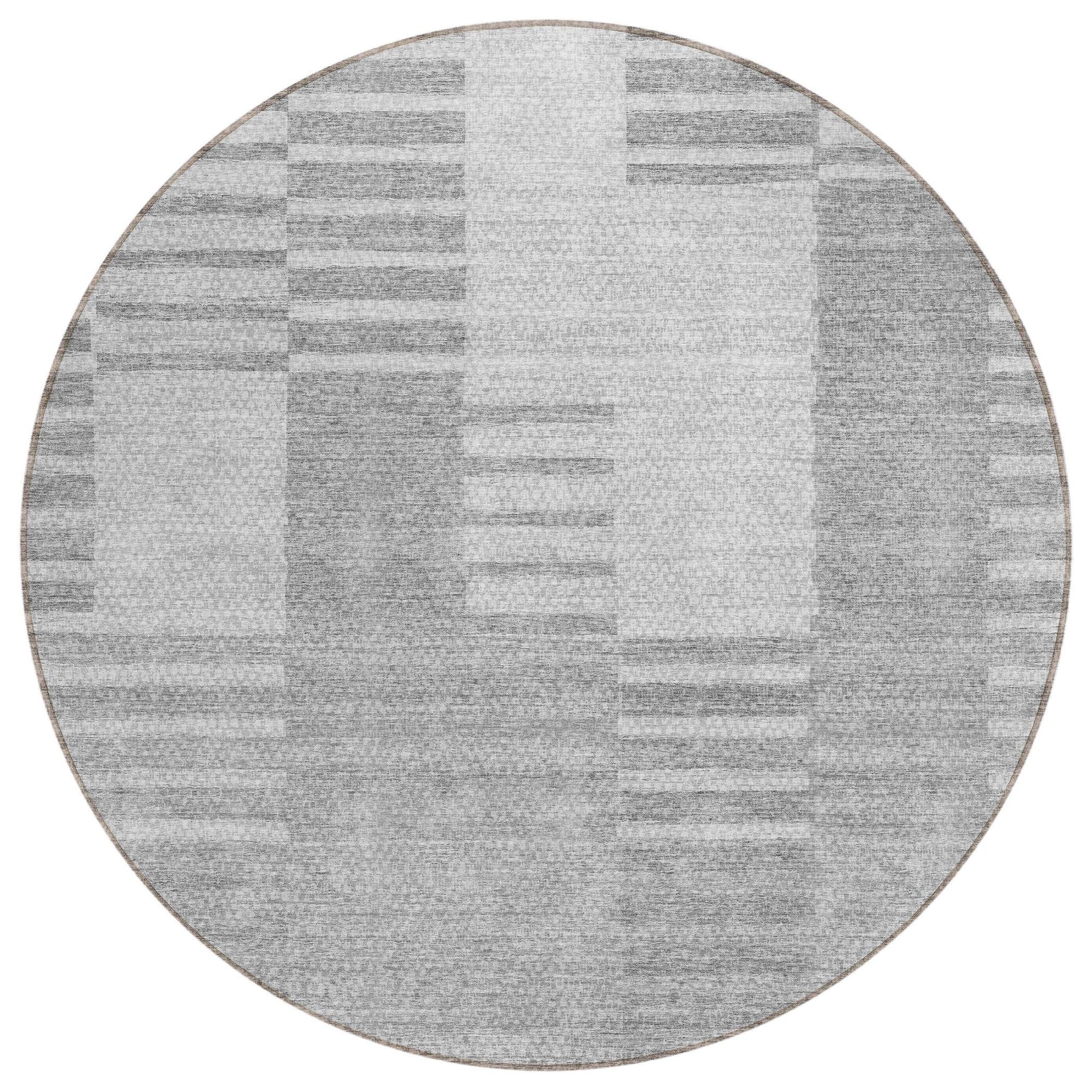 Machine Washable Silver Gray Rug - Indoor / Outdoor - Kids / Pet Friendly Striped Print Rug