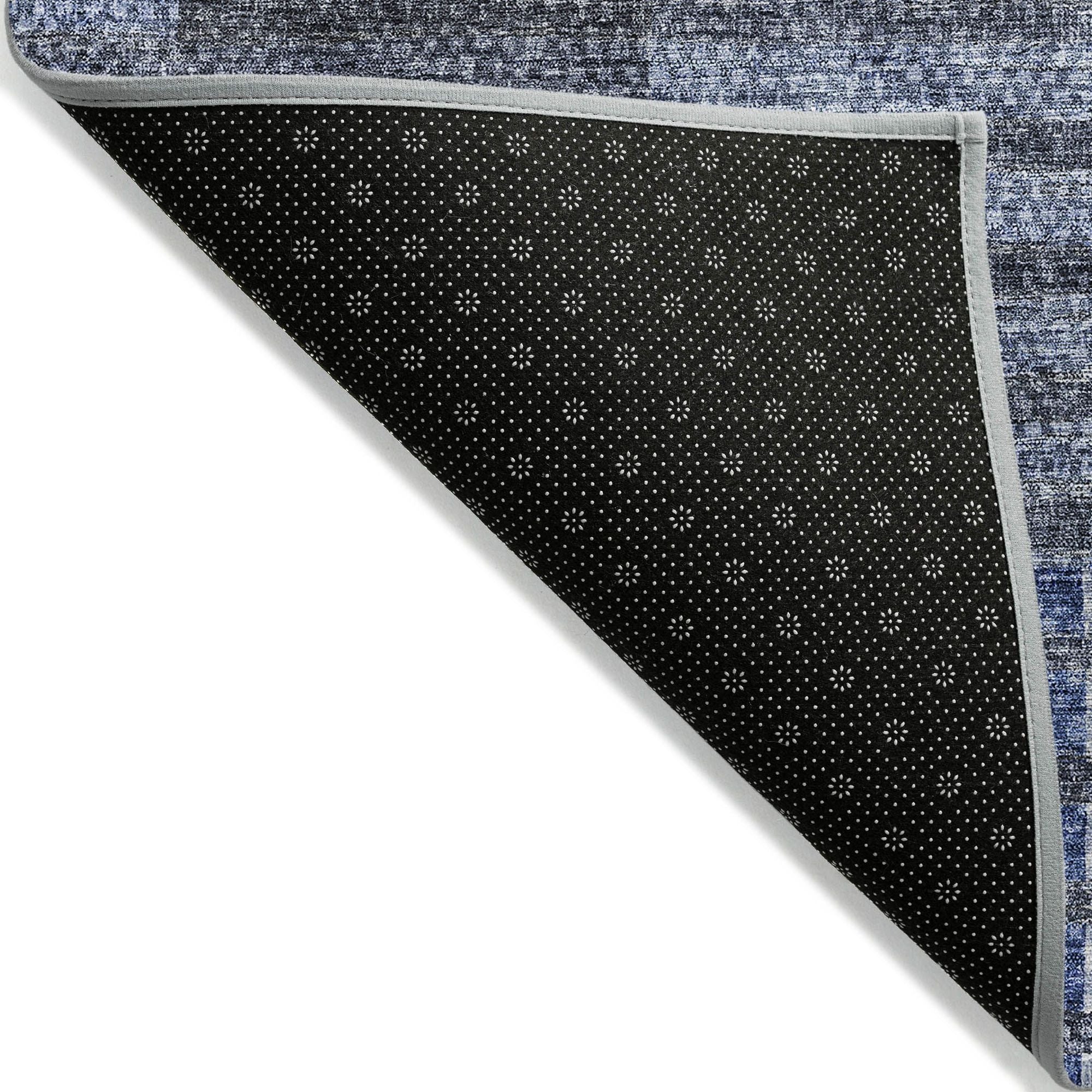 Machine Washable Blue Rug - Indoor / Outdoor - Kids / Pet Friendly Striped Print Rug