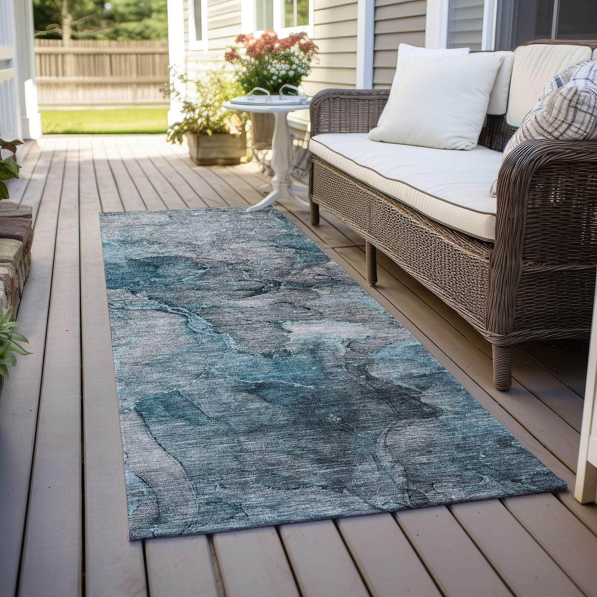 Machine Made ACN689 Teal  Rugs #color_teal 