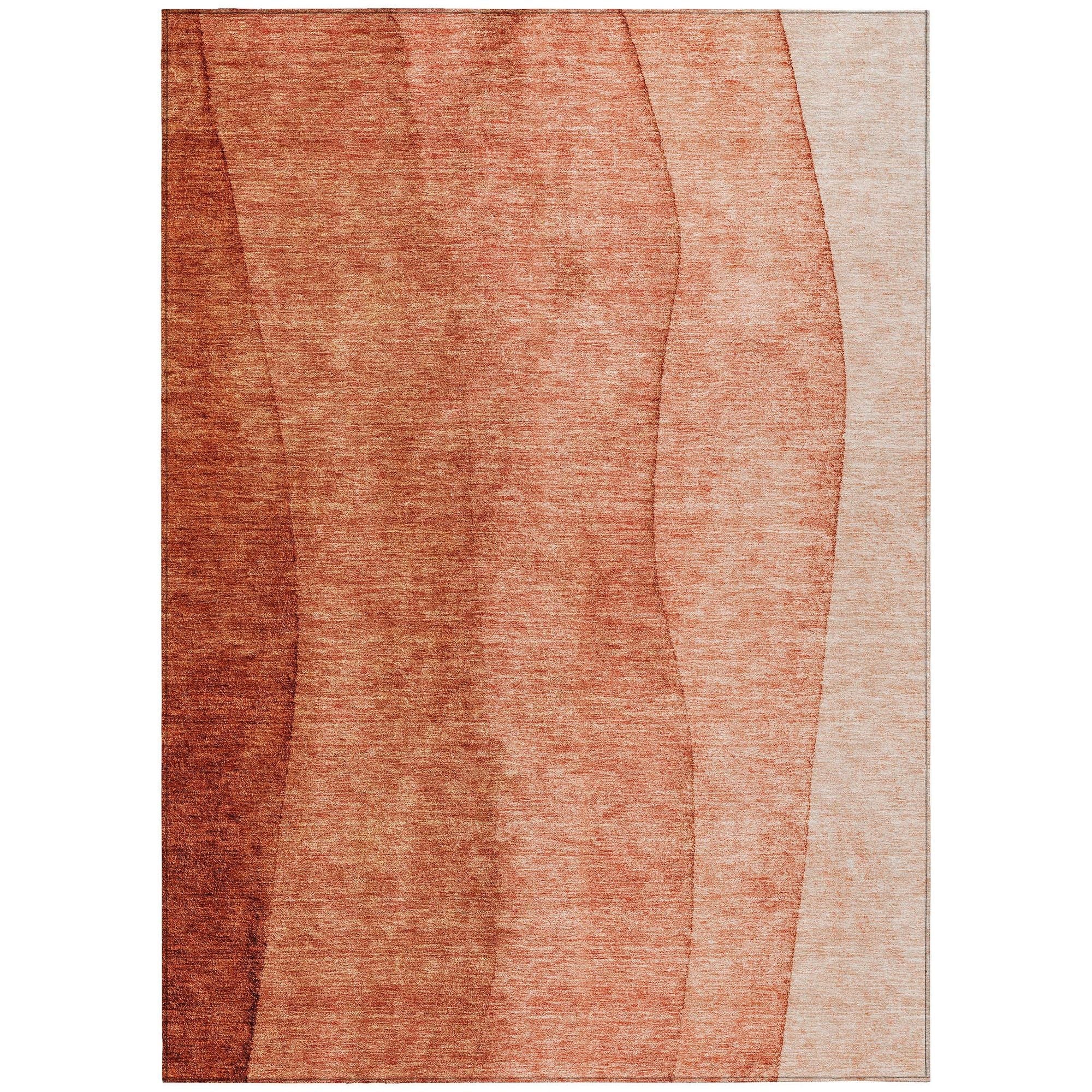 Machine Washable Paprika Orange Rug - Indoor / Outdoor - Kids / Pet Friendly Ombre Print Rug