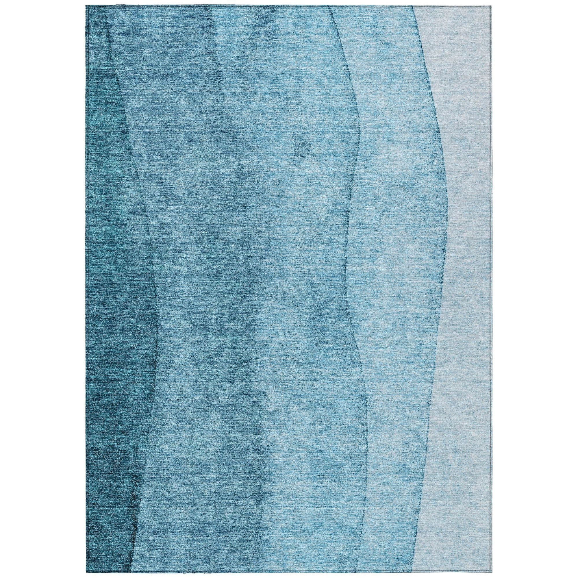 Machine Washable Teal Rug - Indoor / Outdoor - Kids / Pet Friendly Ombre Print Rug