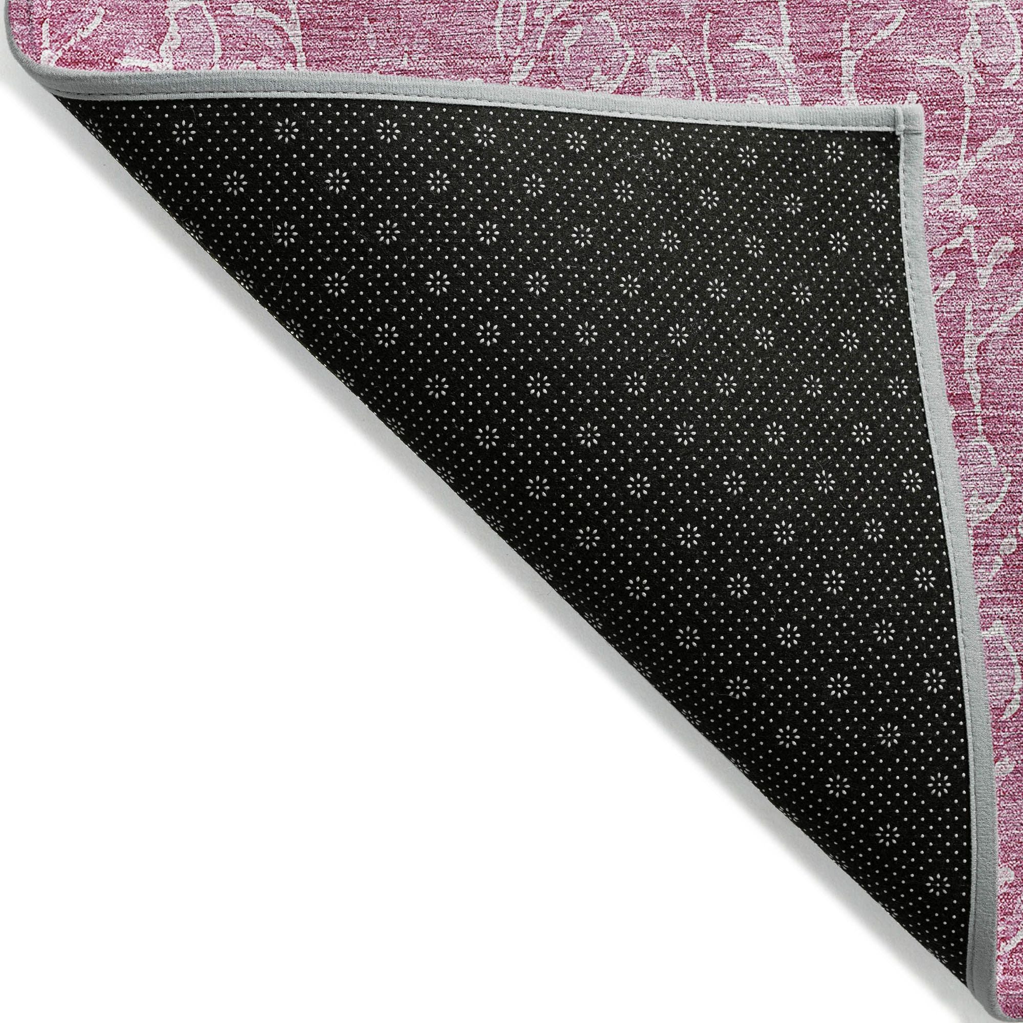 Machine Washable Blush Pink Rug - Indoor / Outdoor - Kids / Pet Friendly Floral Print Rug