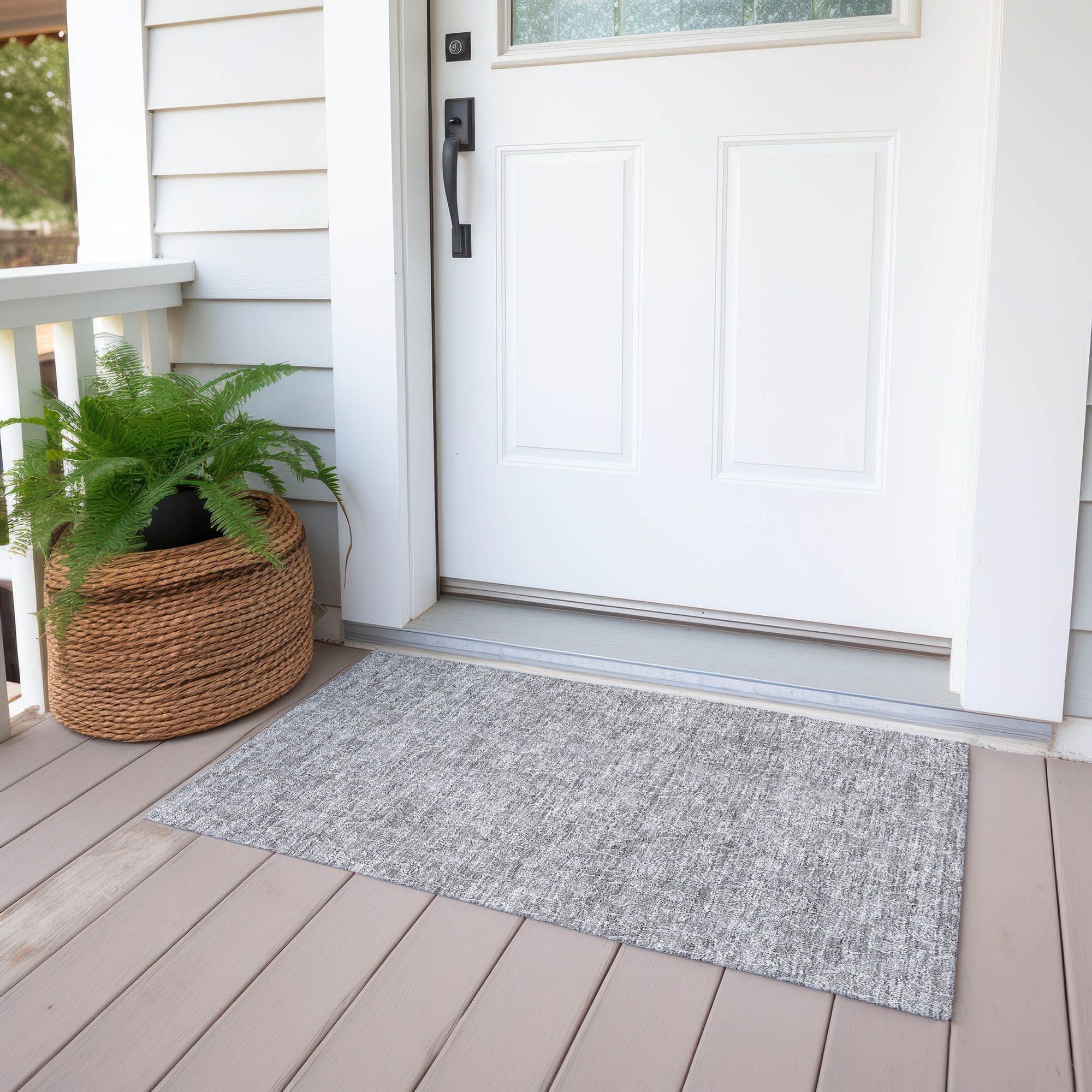 Machine Washable Silver Gray Rug - Indoor / Outdoor - Kids / Pet Friendly Floral Print Rug