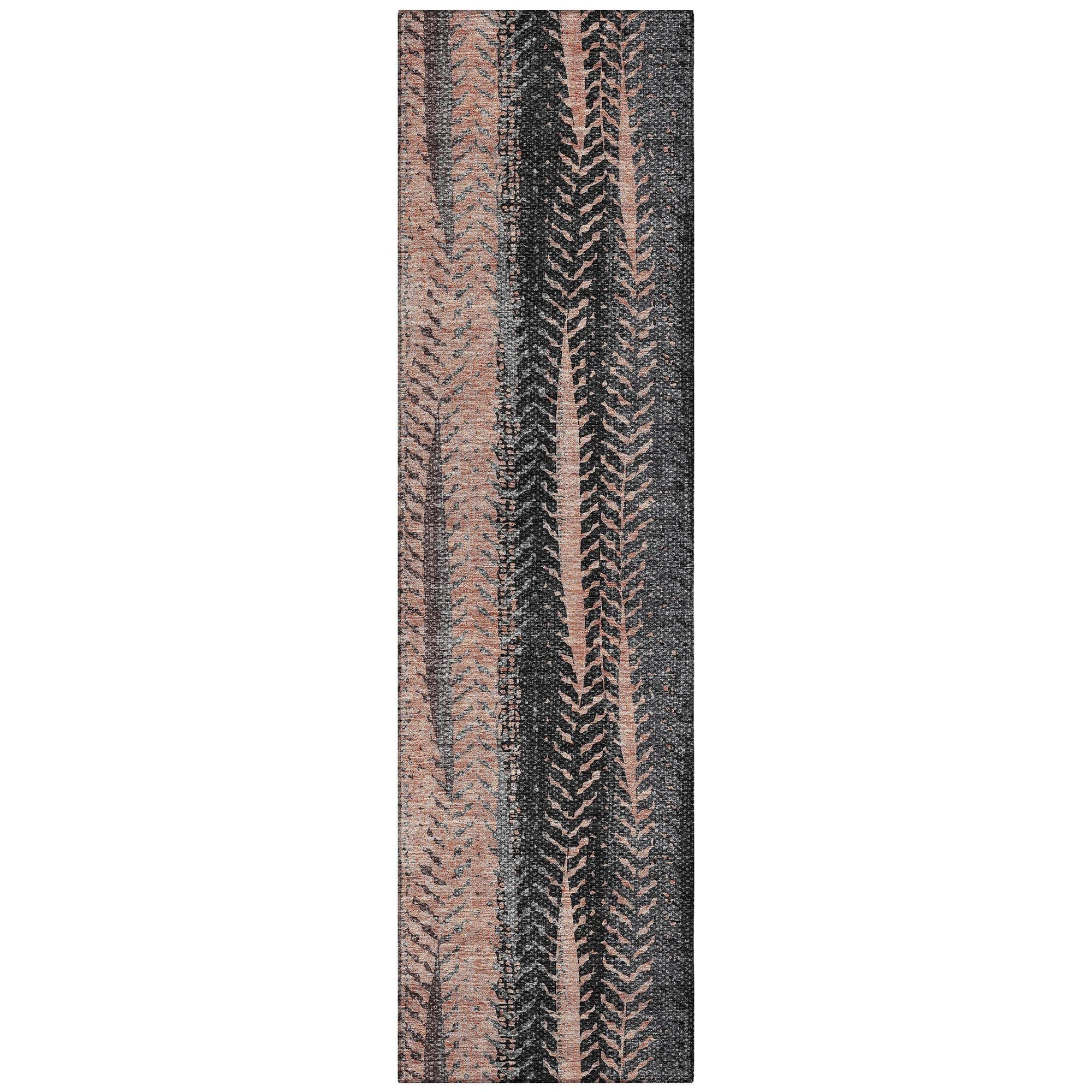 Machine Washable Terracotta Orange Rug - Indoor / Outdoor - Kids / Pet Friendly Organic Print Rug