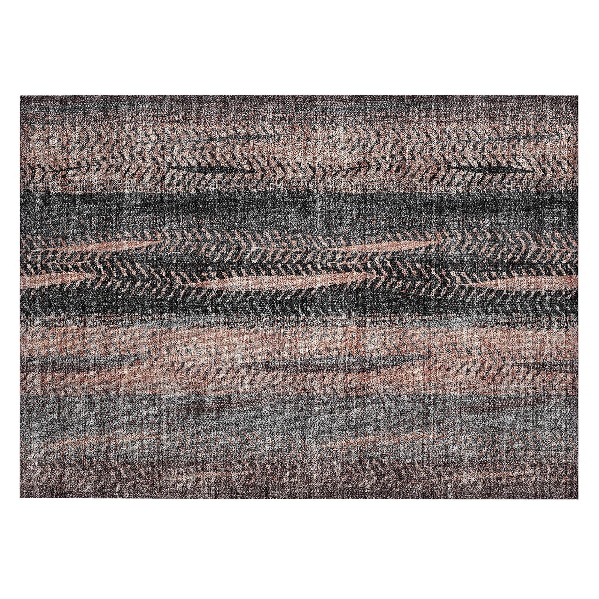 Machine Washable Terracotta Orange Rug - Indoor / Outdoor - Kids / Pet Friendly Organic Print Rug