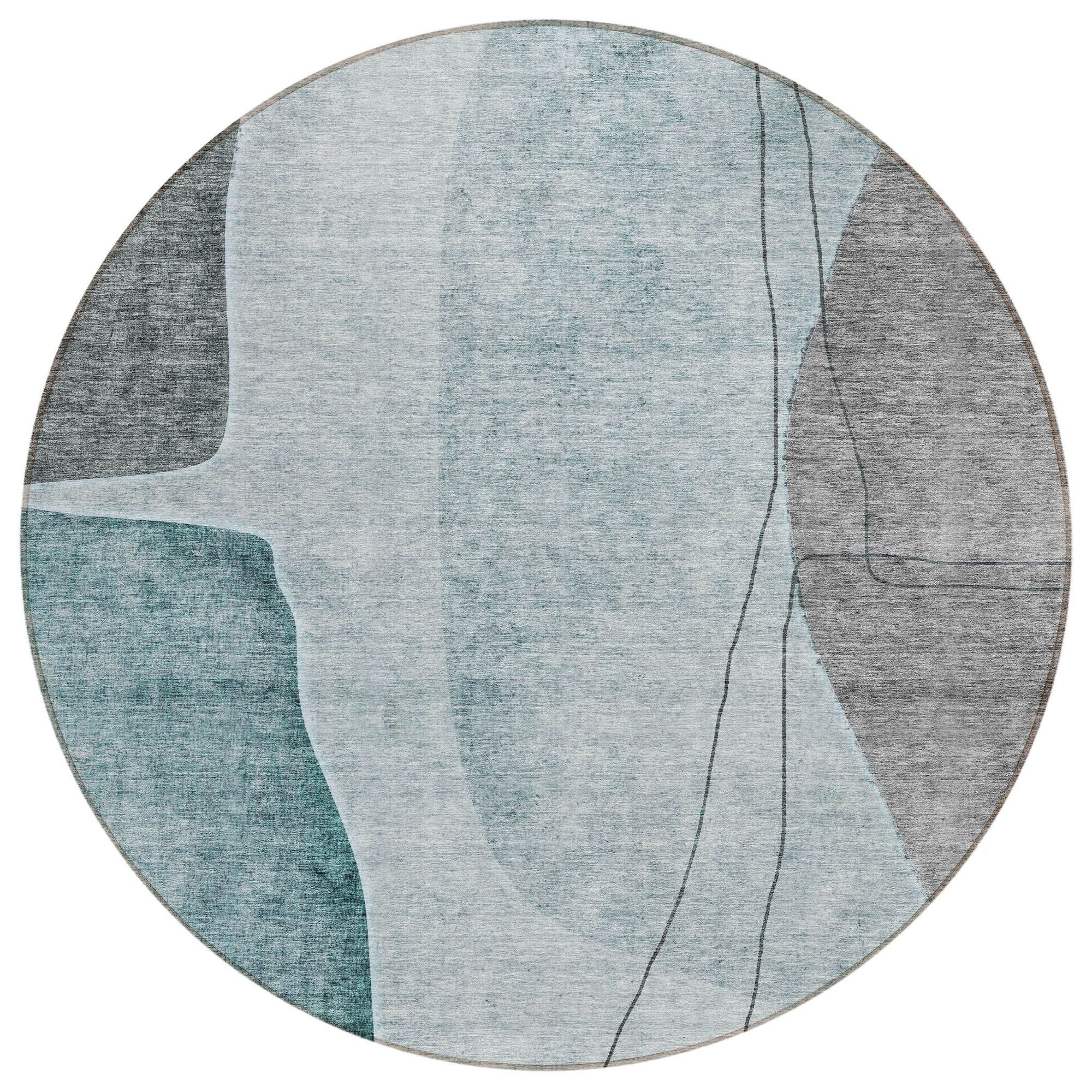 Machine Made ACN696 Teal  Rugs #color_teal 