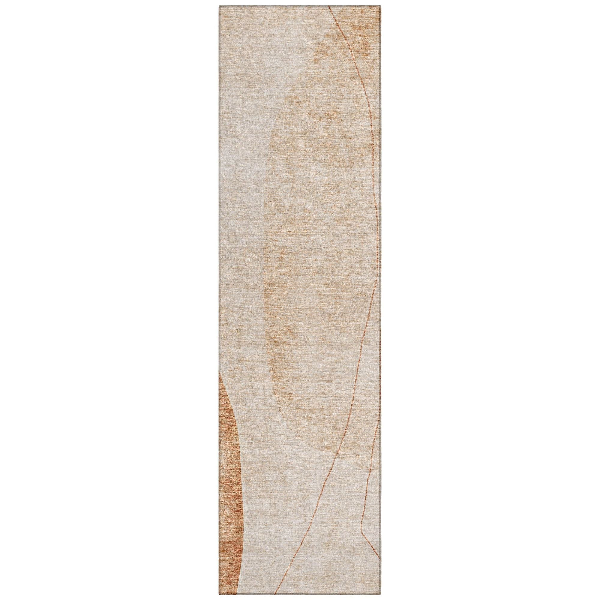 Machine Washable Terracotta Orange Rug - Indoor / Outdoor - Kids / Pet Friendly Modern Print Rug