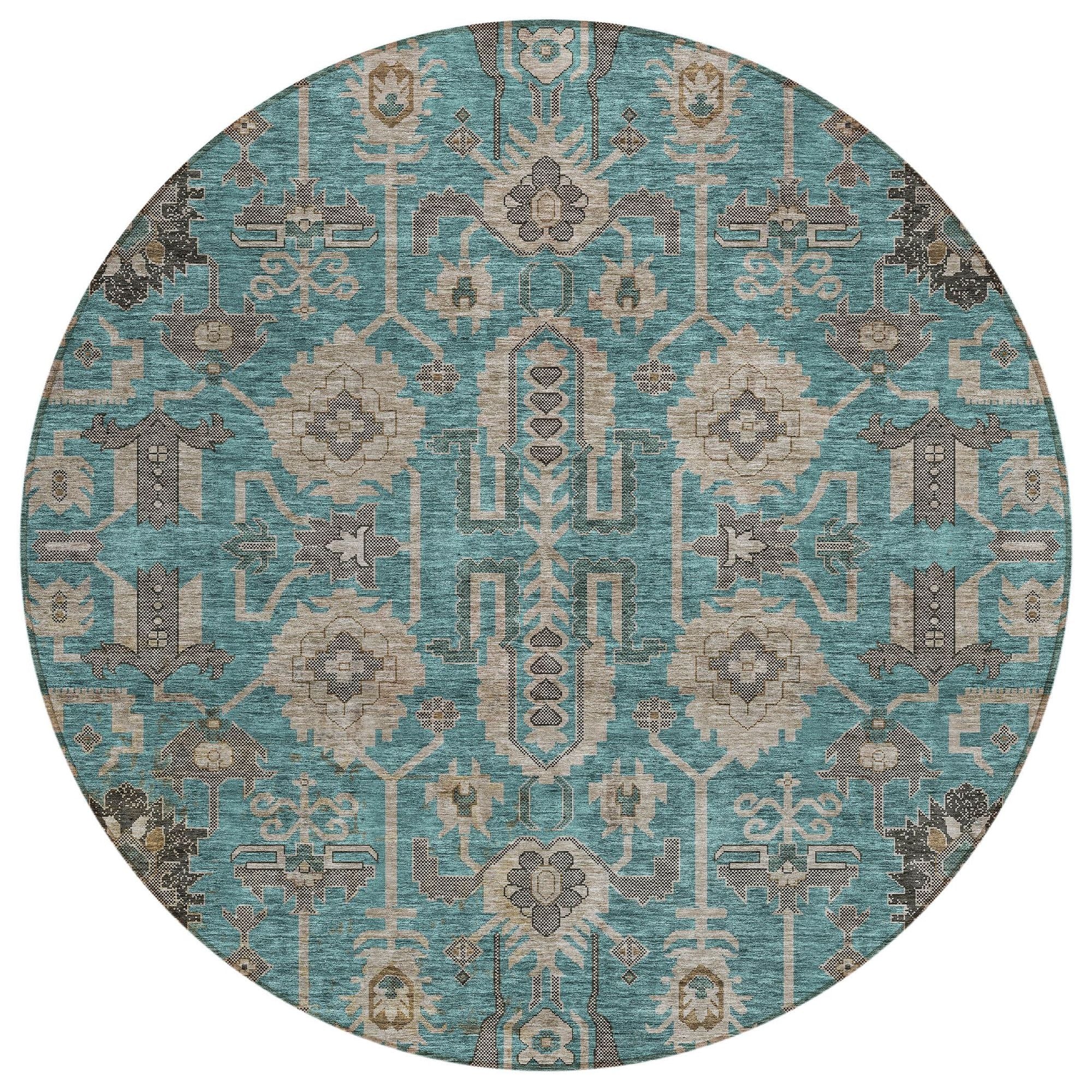 Machine Made ACN697 Teal  Rugs #color_teal 
