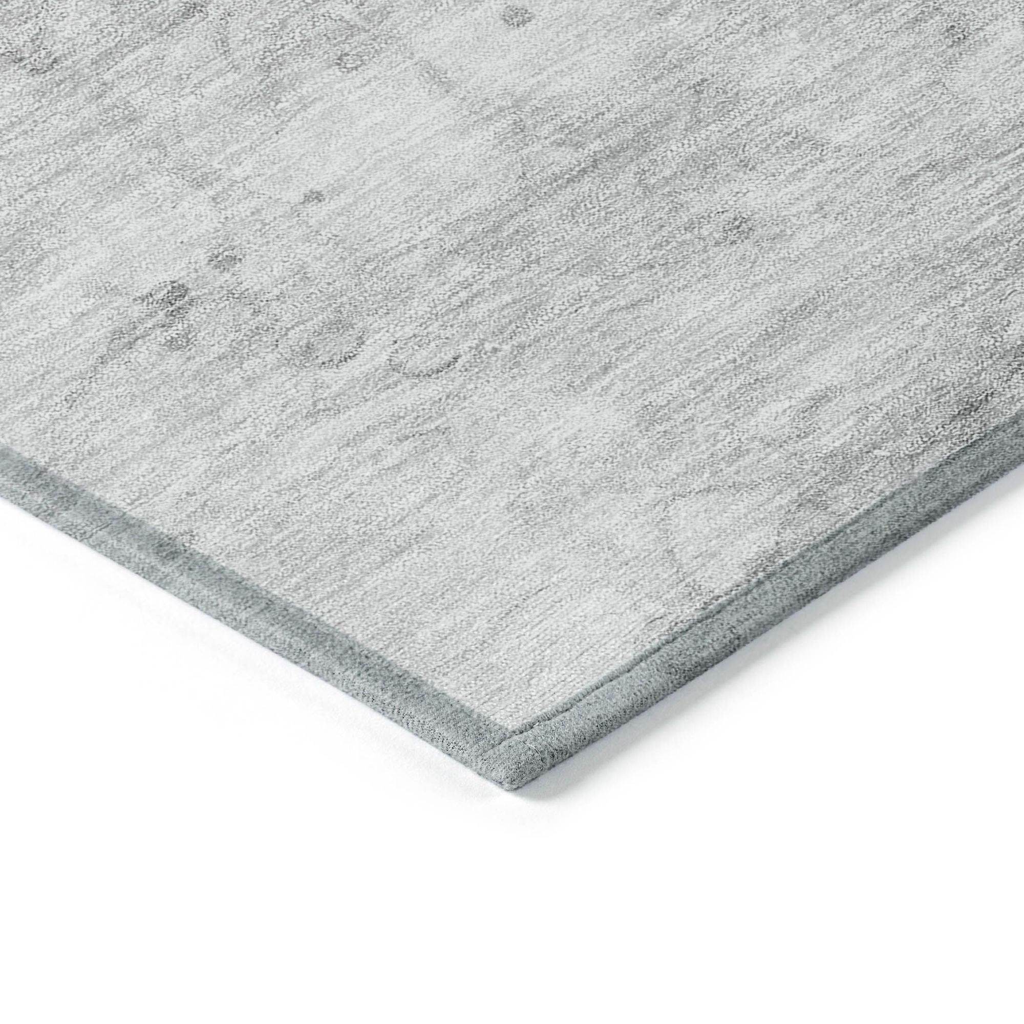Machine Washable Silver Gray Rug - Indoor / Outdoor - Kids / Pet Friendly Abstract Print Rug
