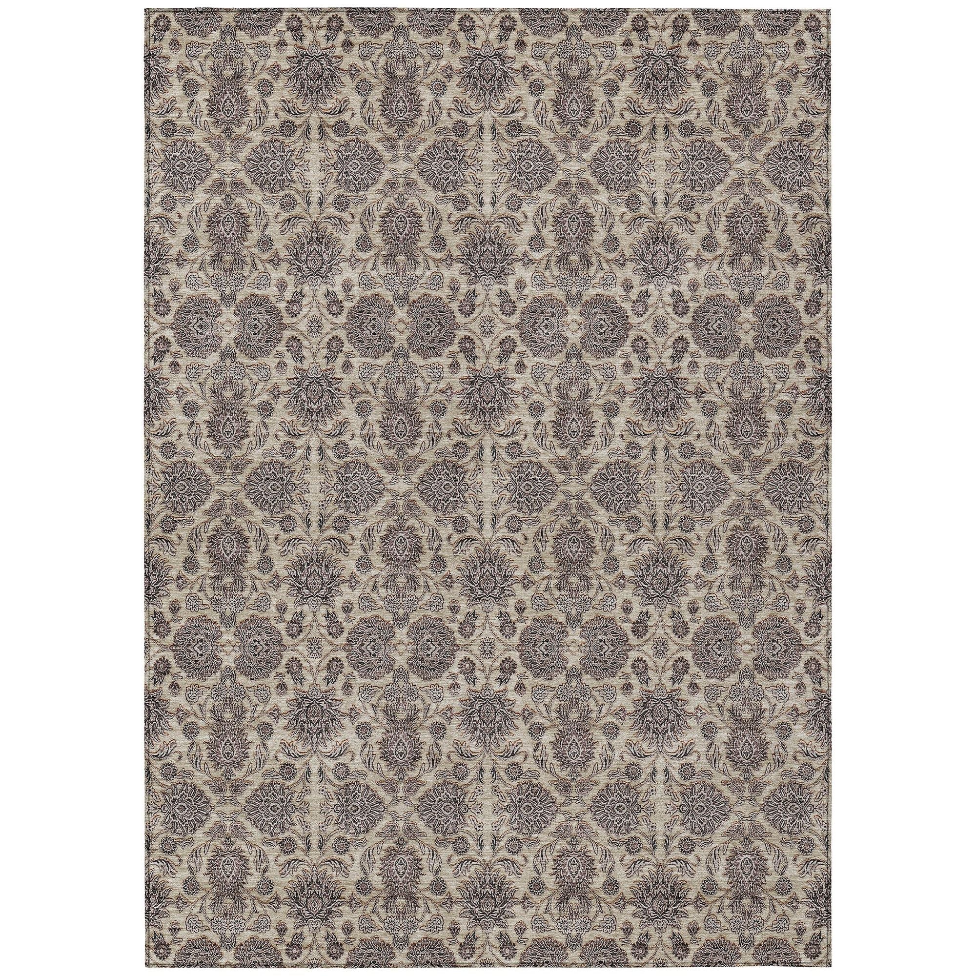 Machine Washable Ivory Rug - Indoor / Outdoor - Kids / Pet Friendly Floral Print Rug