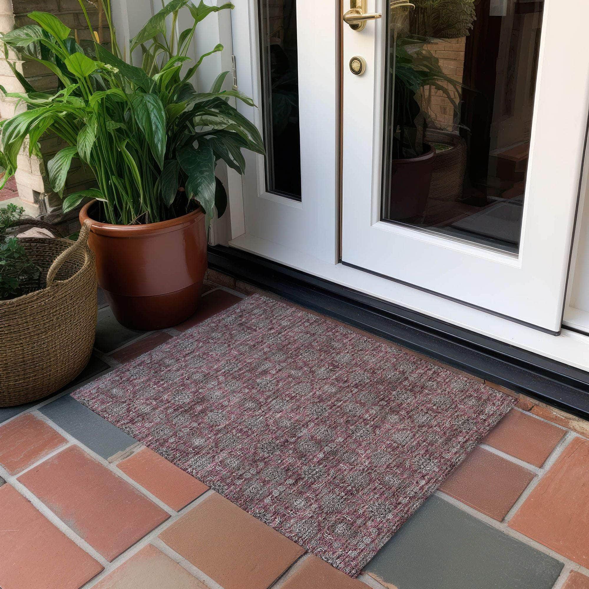 Machine Made ACN702 Merlot Red Rugs #color_merlot red