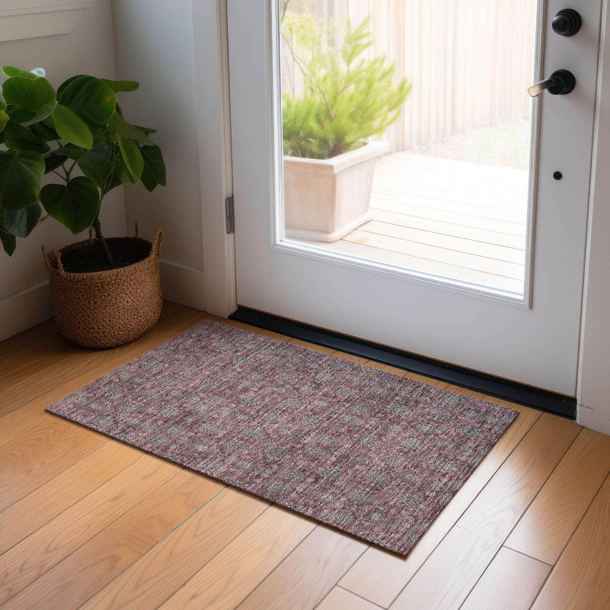 Machine Made ACN702 Merlot Red Rugs #color_merlot red