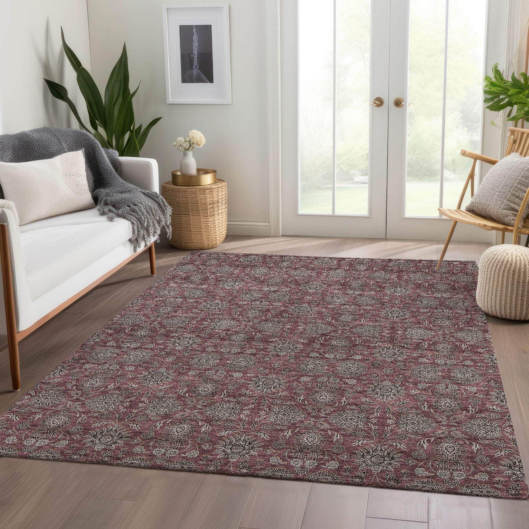 Machine Made ACN702 Merlot Red Rugs #color_merlot red