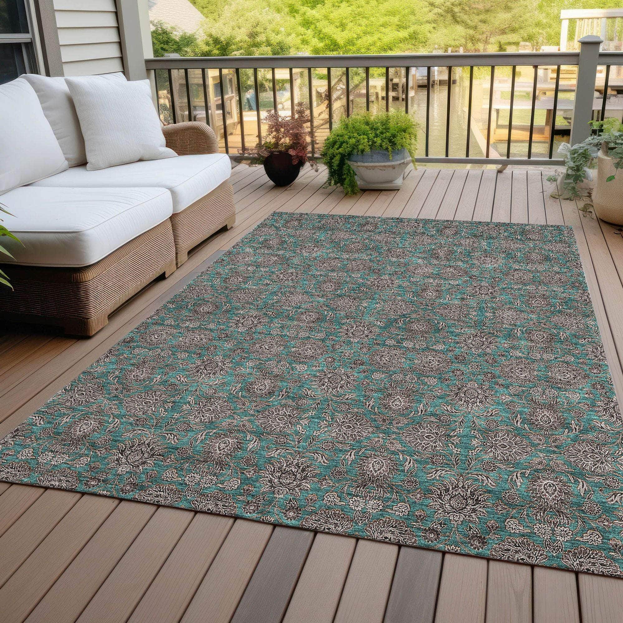 Machine Made ACN702 Teal  Rugs #color_teal 
