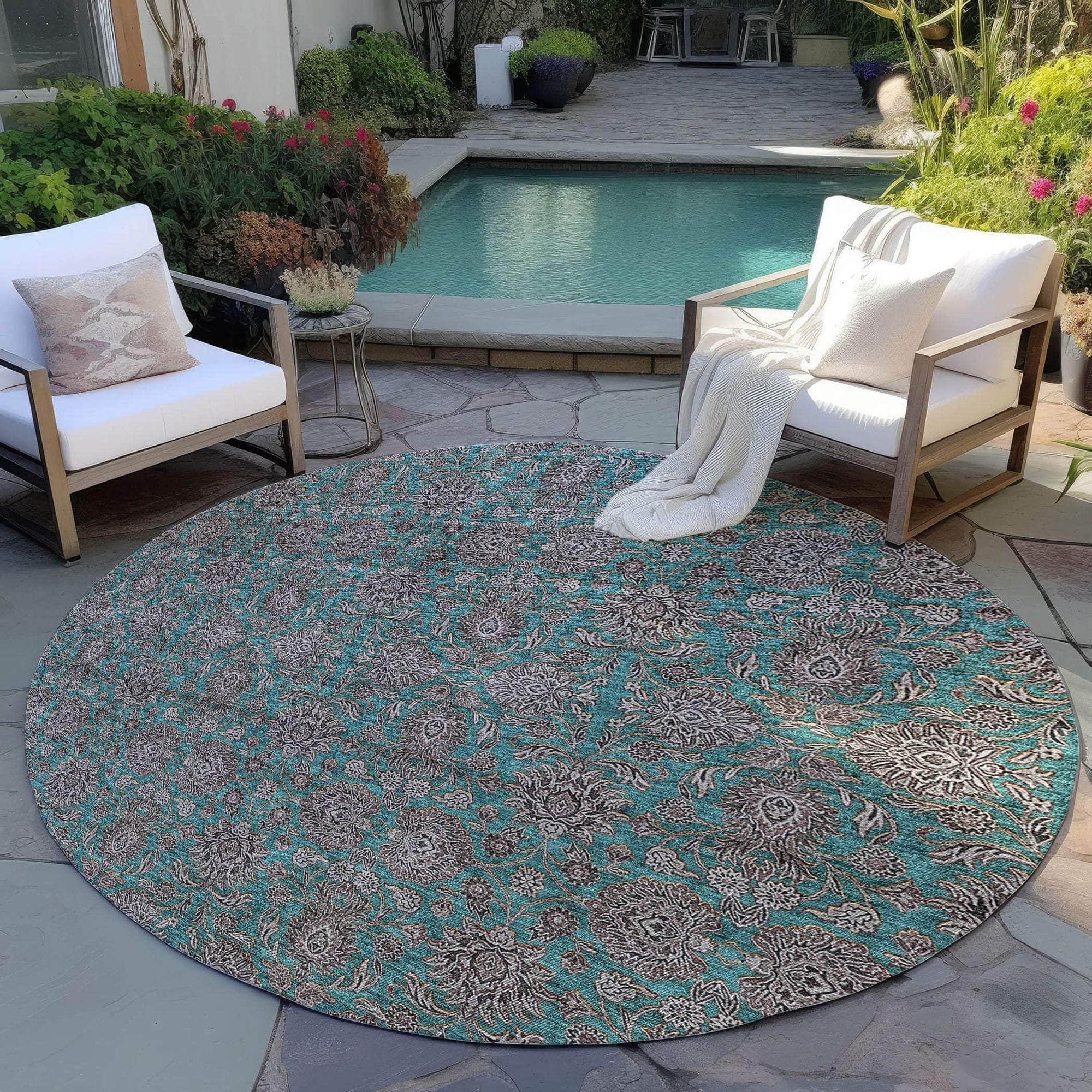 Machine Made ACN702 Teal  Rugs #color_teal 