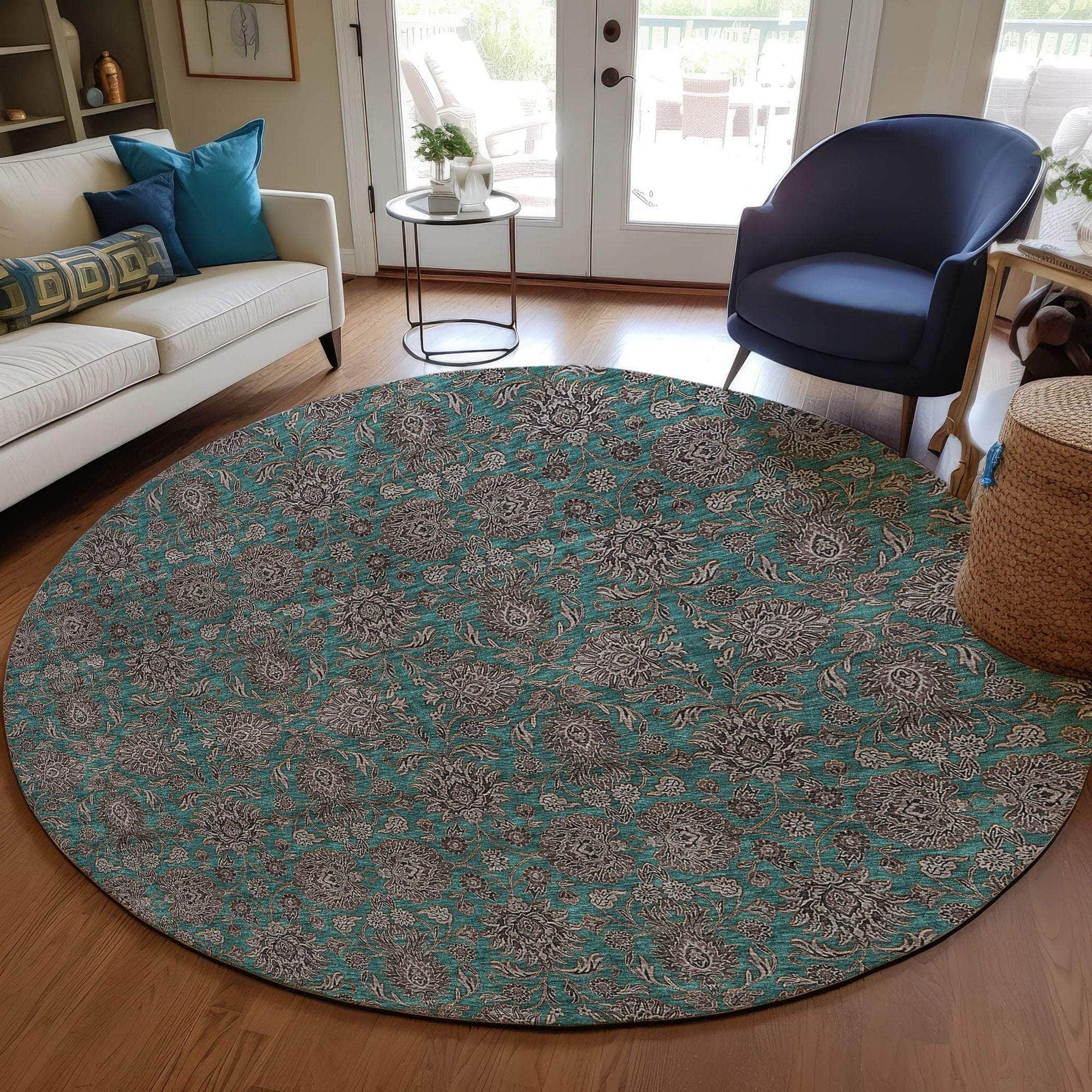 Machine Made ACN702 Teal  Rugs #color_teal 