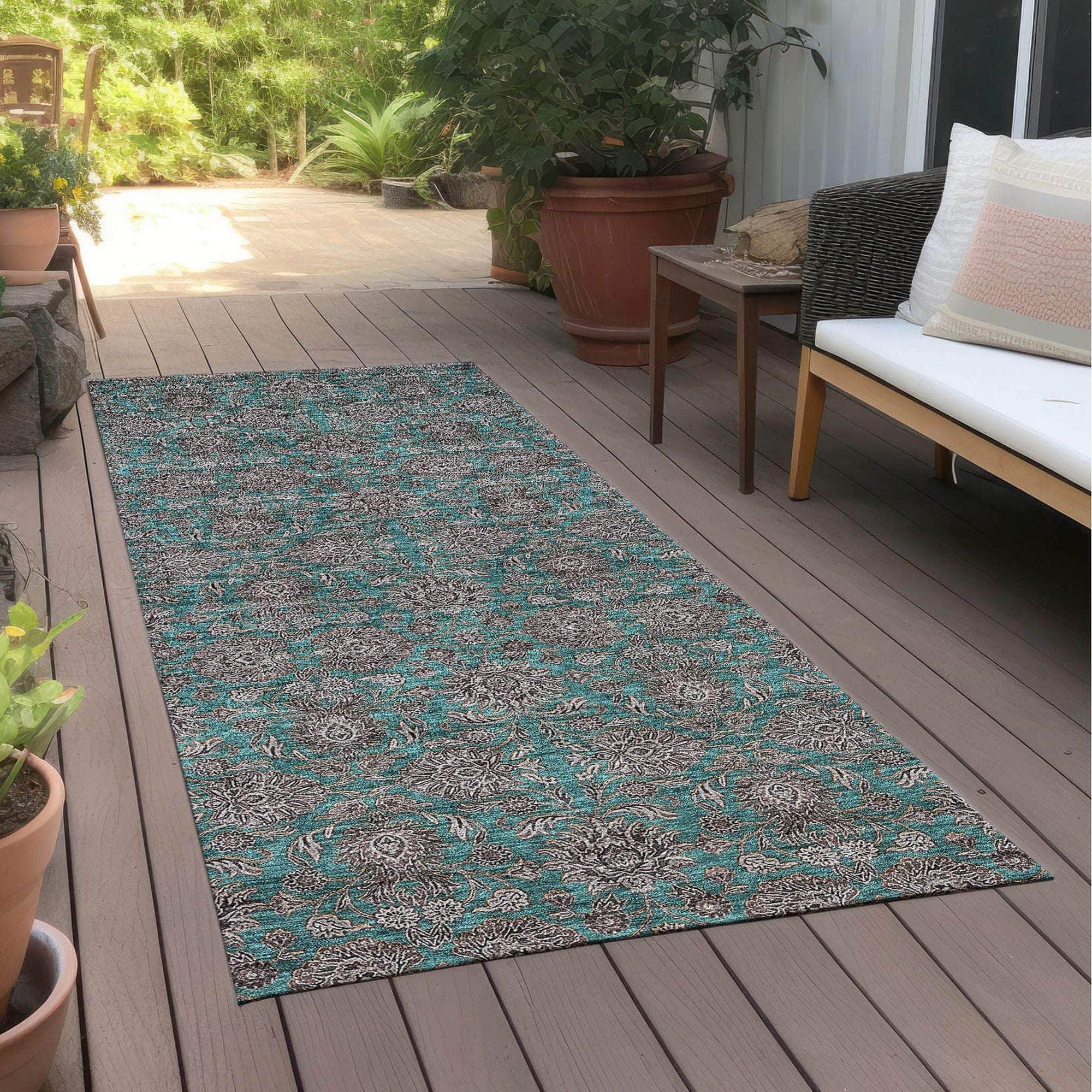 Machine Made ACN702 Teal  Rugs #color_teal 