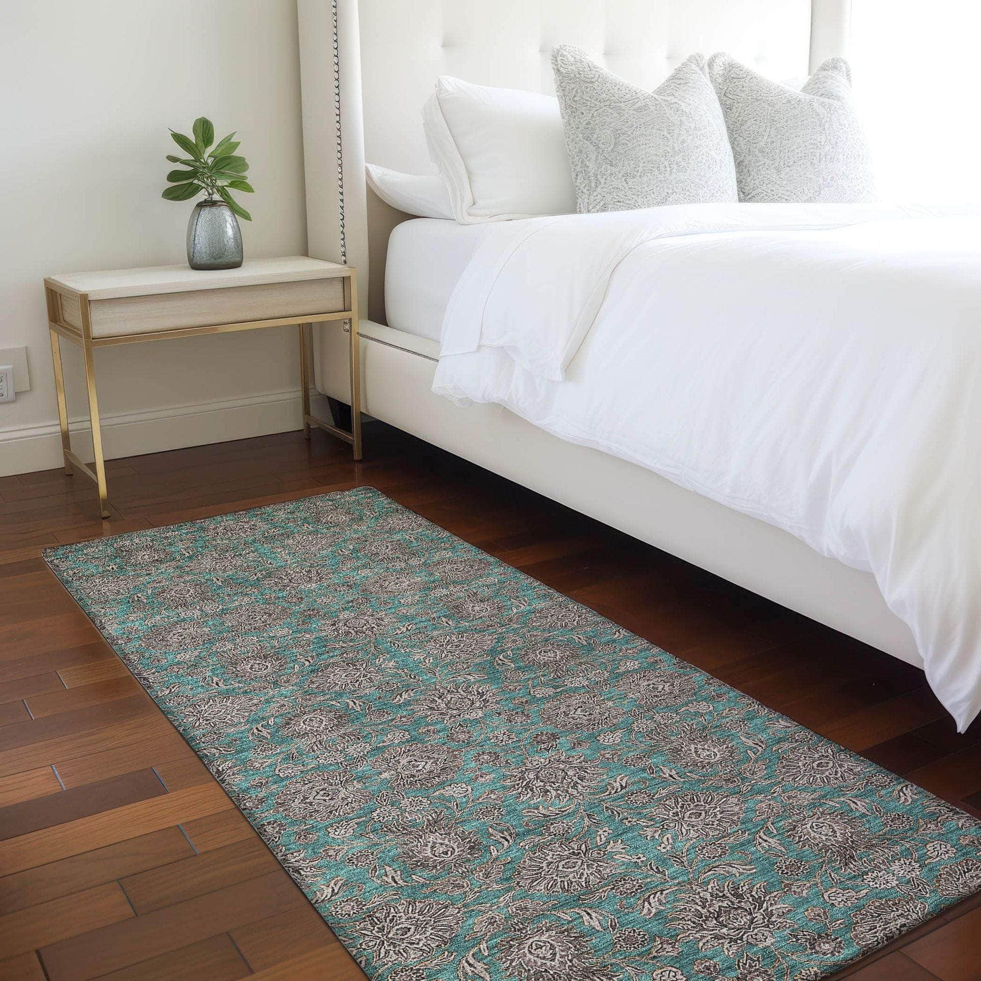 Machine Made ACN702 Teal  Rugs #color_teal 