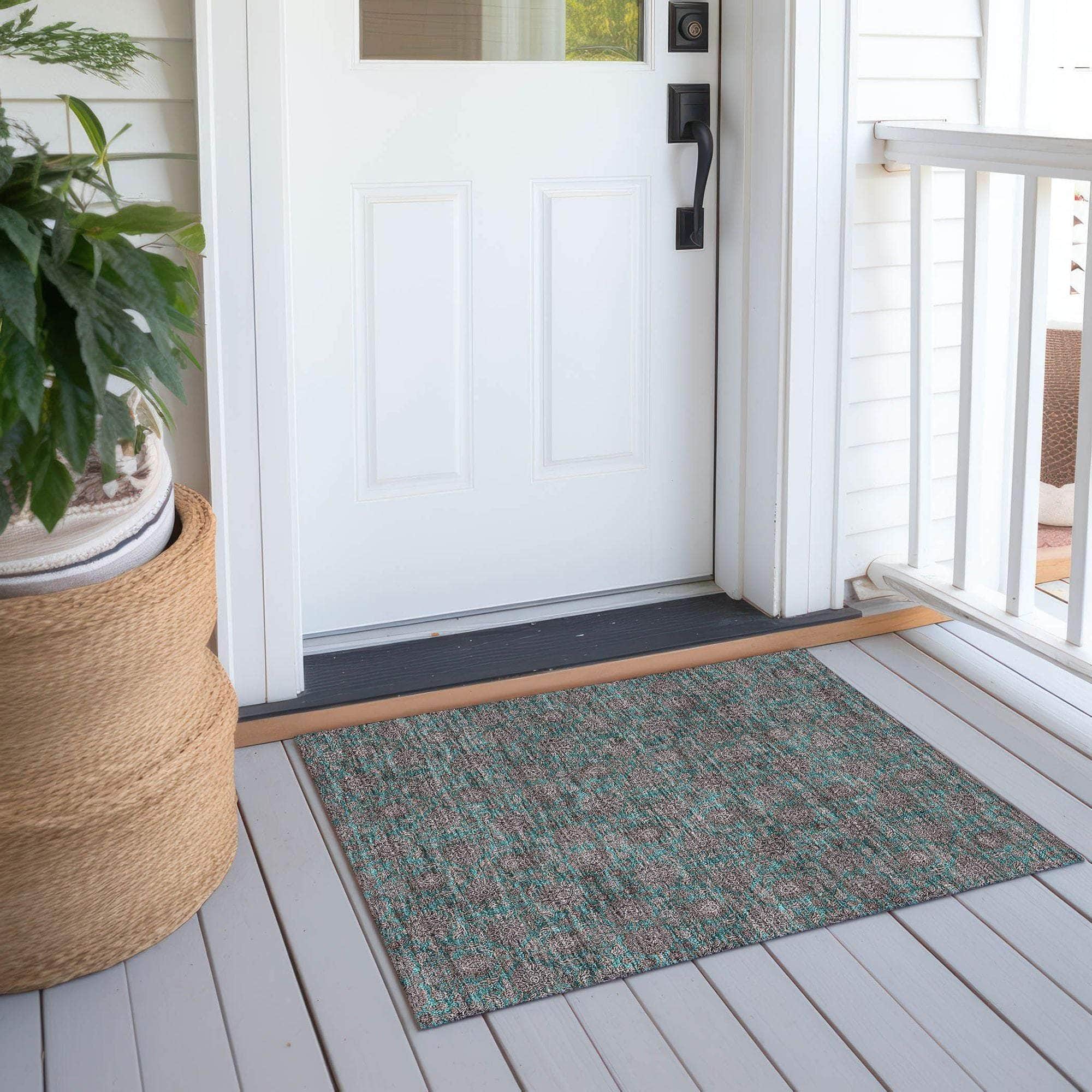 Machine Made ACN702 Teal  Rugs #color_teal 