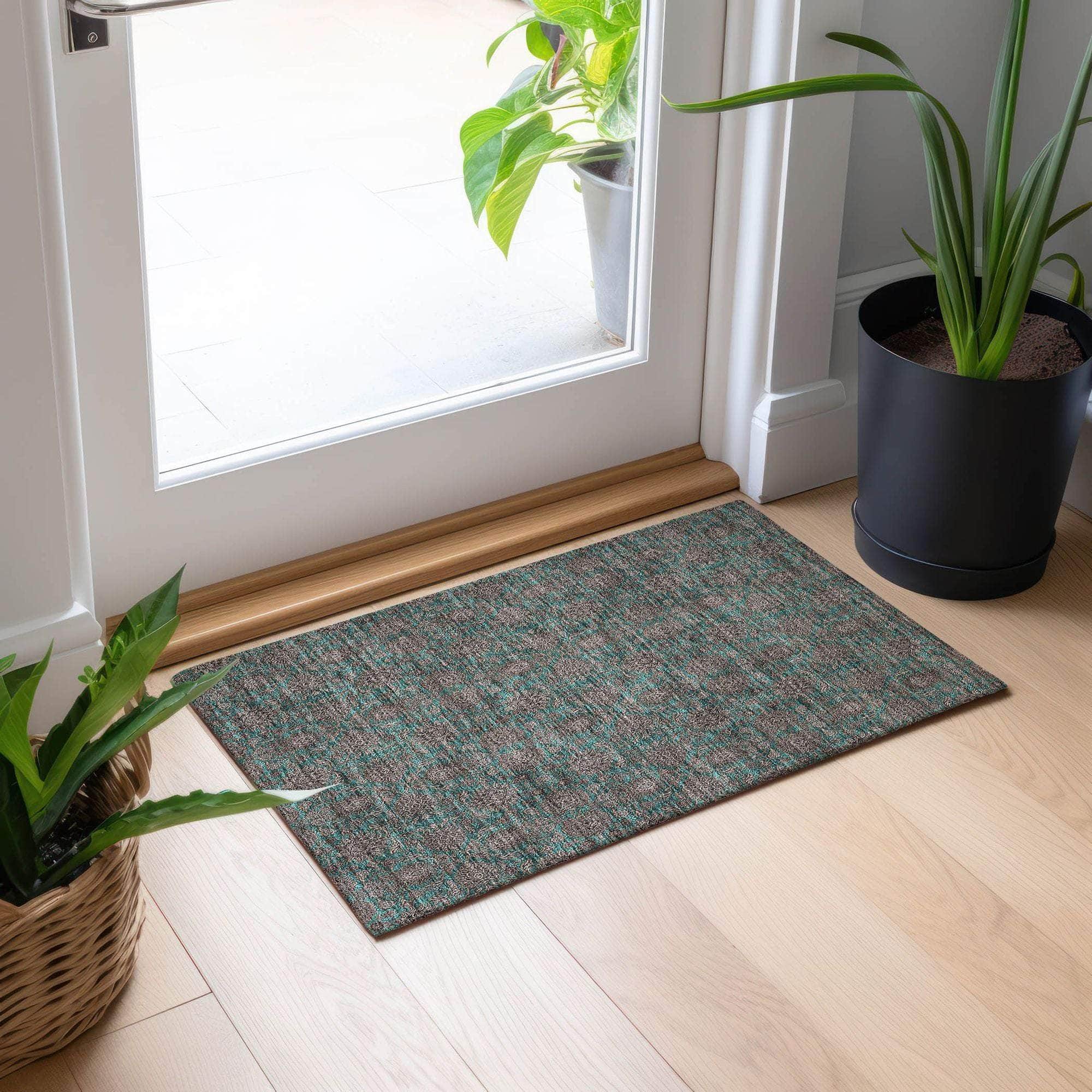 Machine Made ACN702 Teal  Rugs #color_teal 