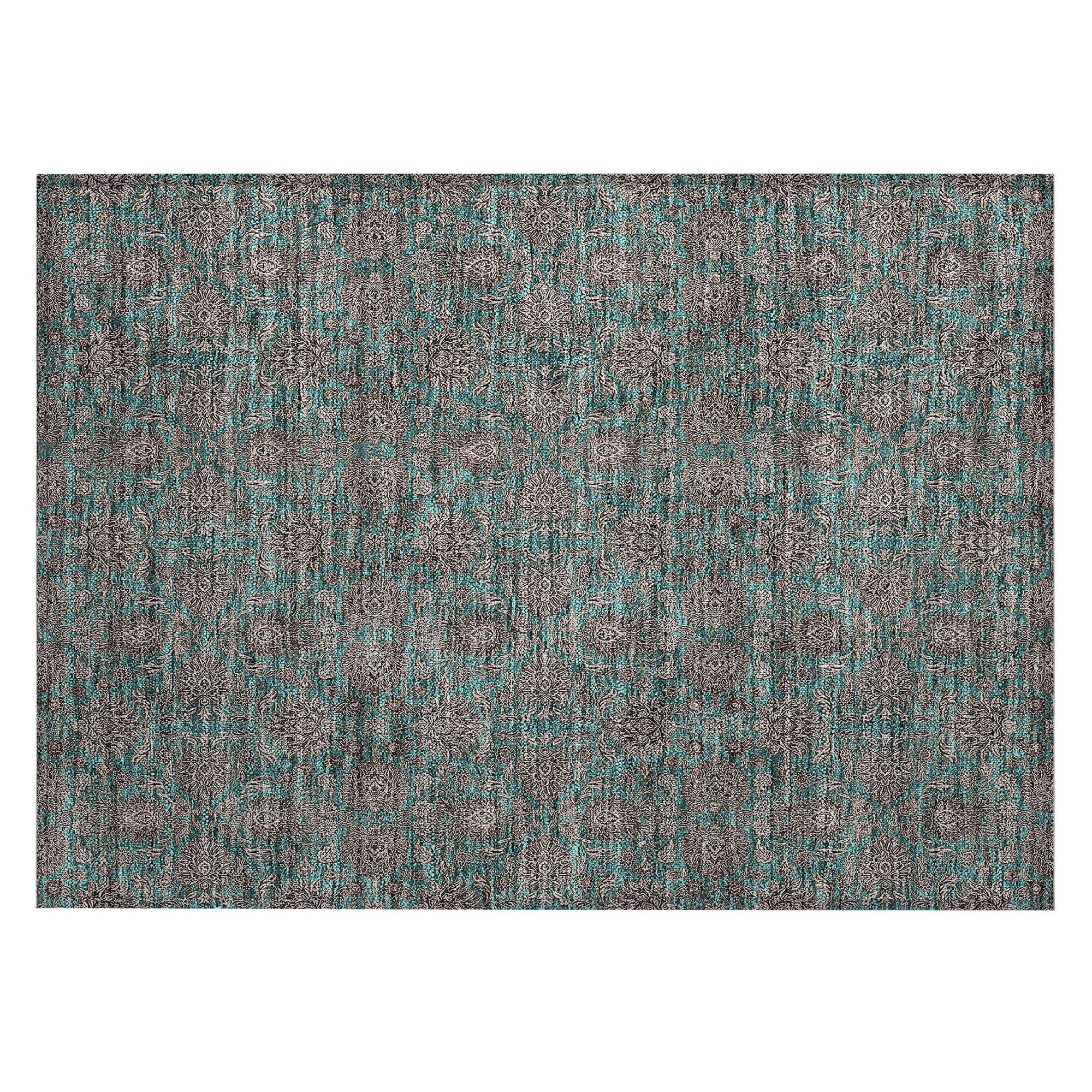 Machine Made ACN702 Teal  Rugs #color_teal 