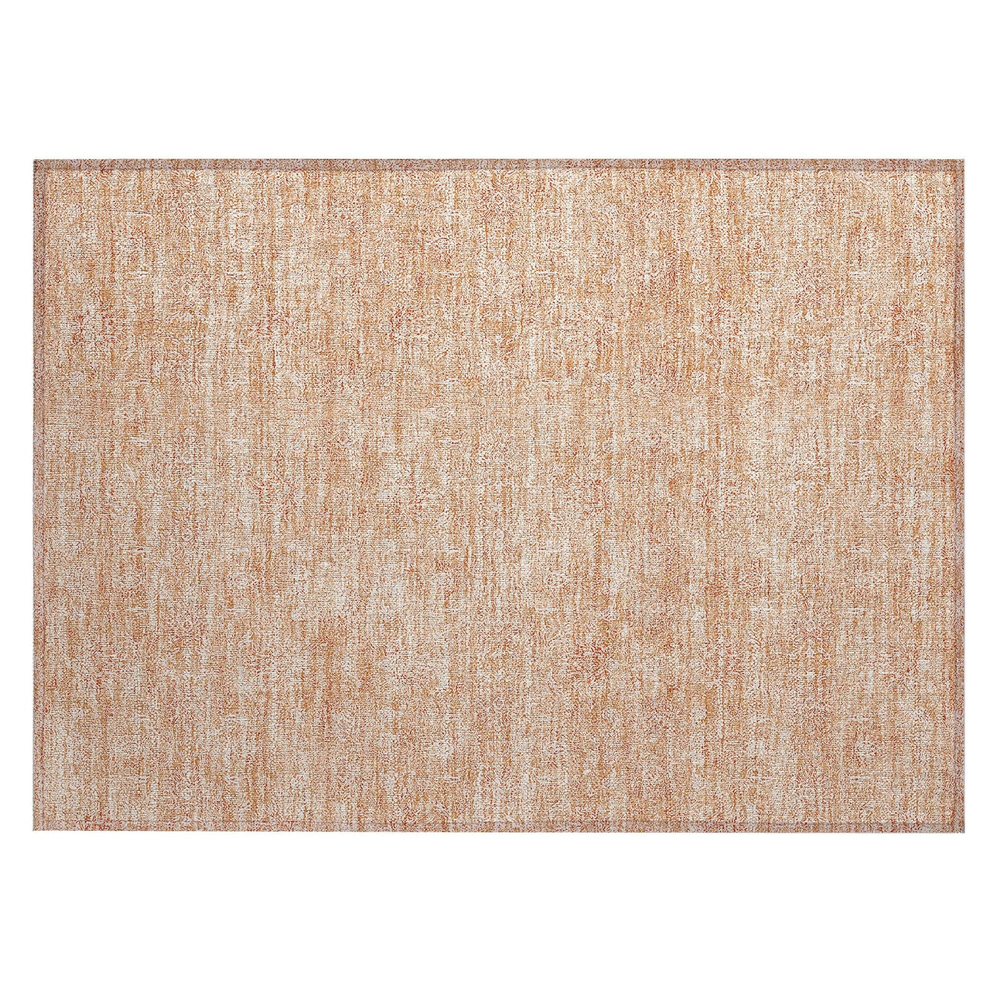 Machine Washable Peach Orange Rug - Indoor / Outdoor - Kids / Pet Friendly Floral Print Rug