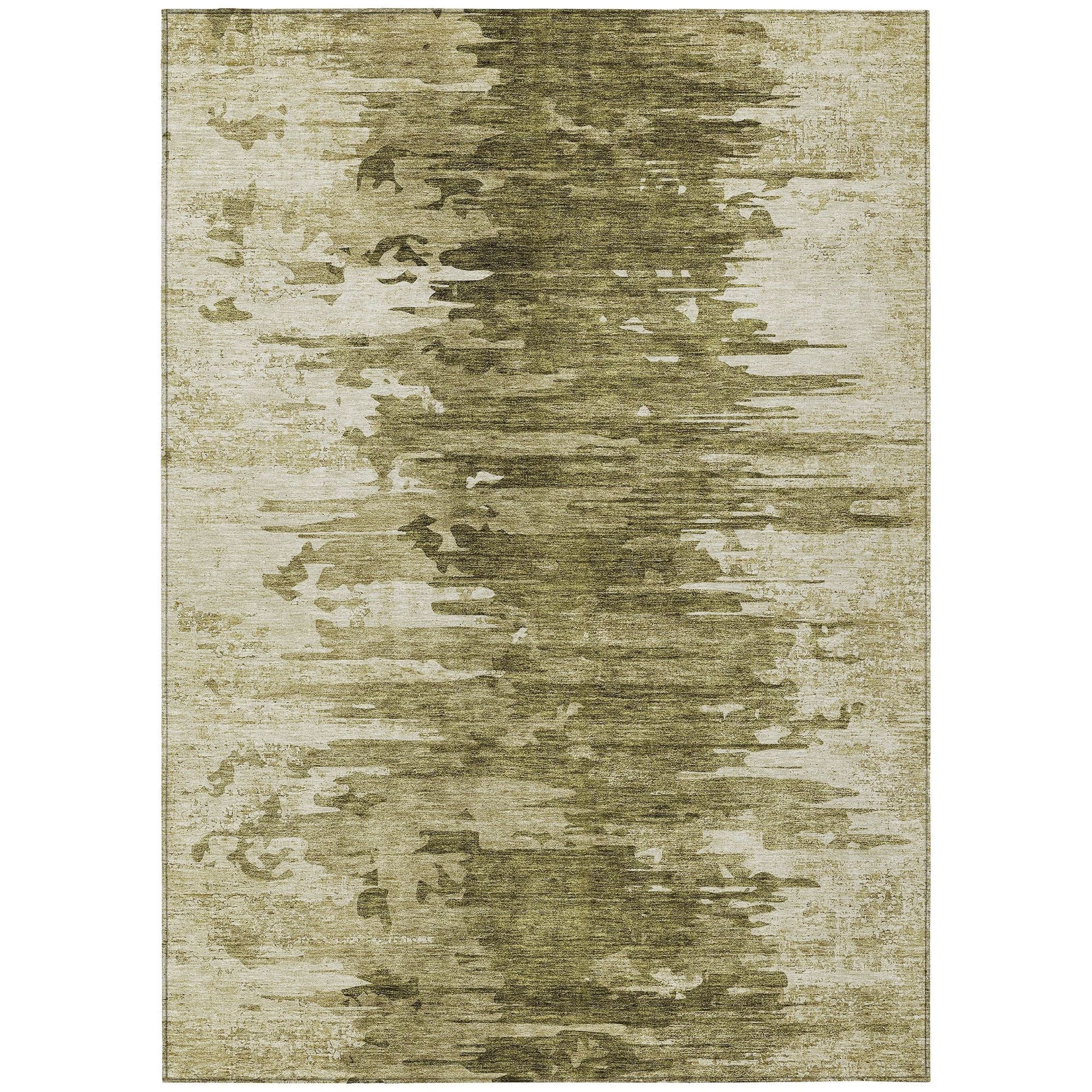 Machine Washable Mocha Brown Rug - Indoor / Outdoor - Kids / Pet Friendly Modern Print Rug