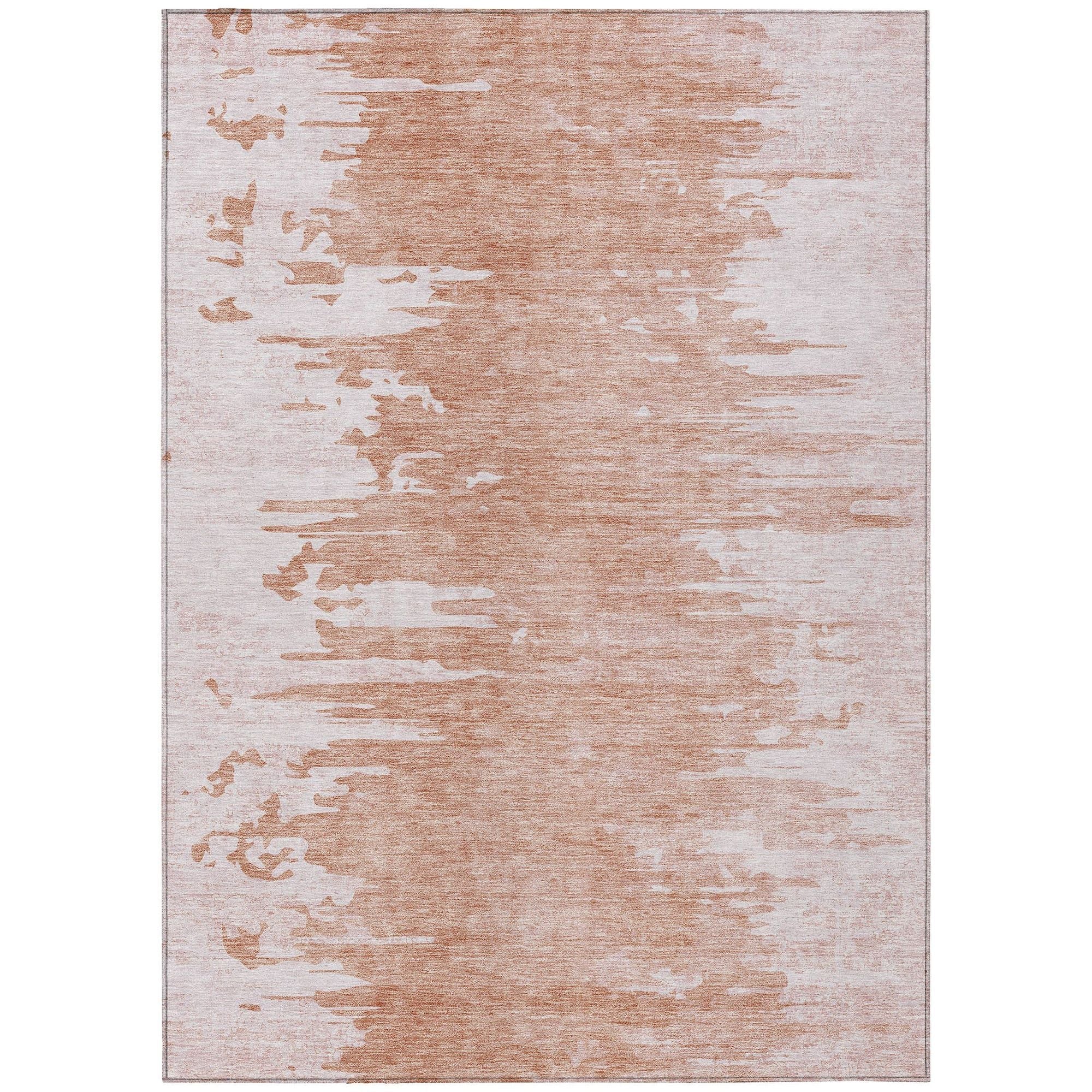 Machine Washable Terracotta Orange Rug - Indoor / Outdoor - Kids / Pet Friendly Modern Print Rug