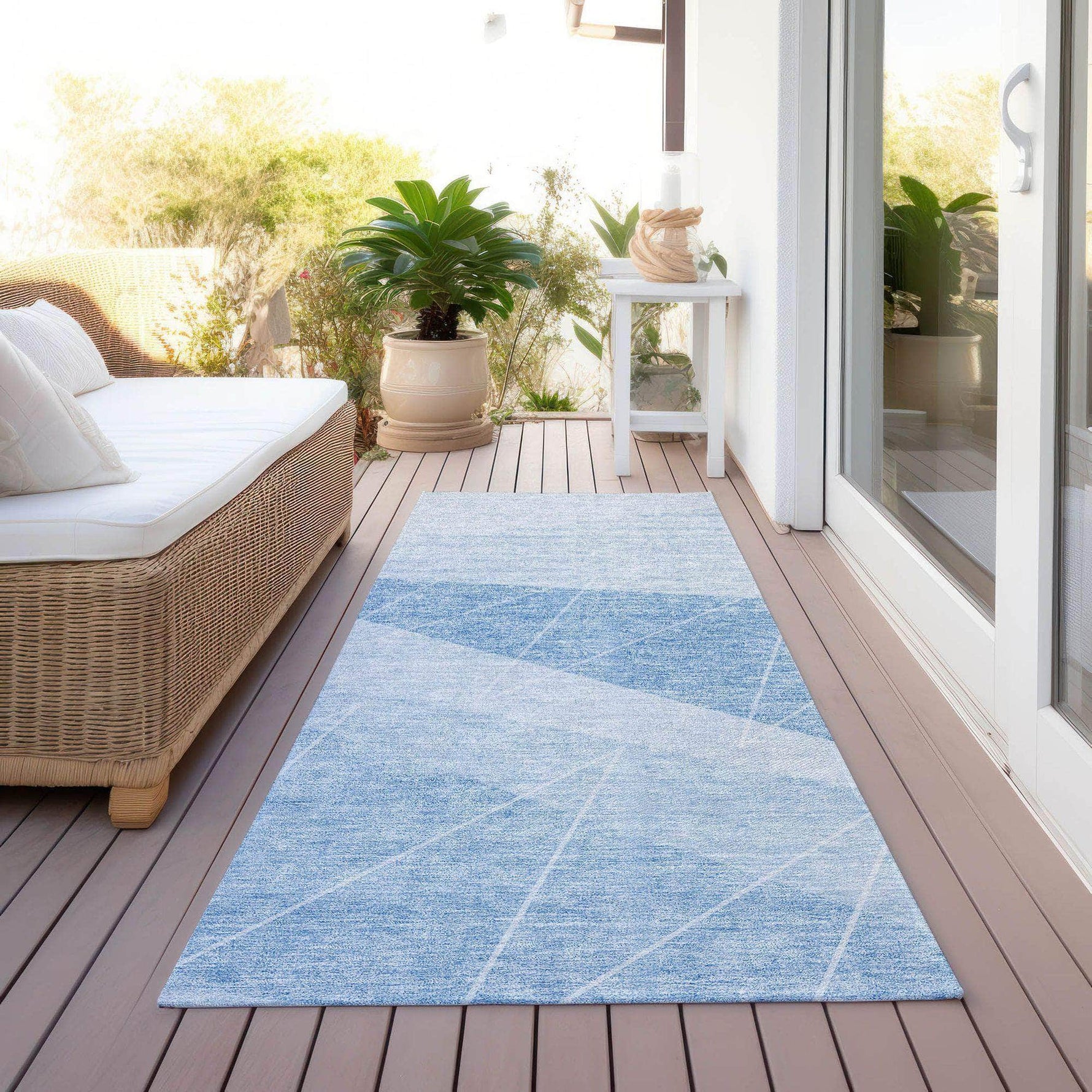 Machine Washable Sky Blue Rug - Indoor / Outdoor - Kids / Pet Friendly Modern Print Rug