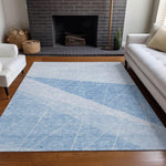 Machine Washable Sky Blue Rug - Indoor / Outdoor - Kids / Pet Friendly Modern Print Rug