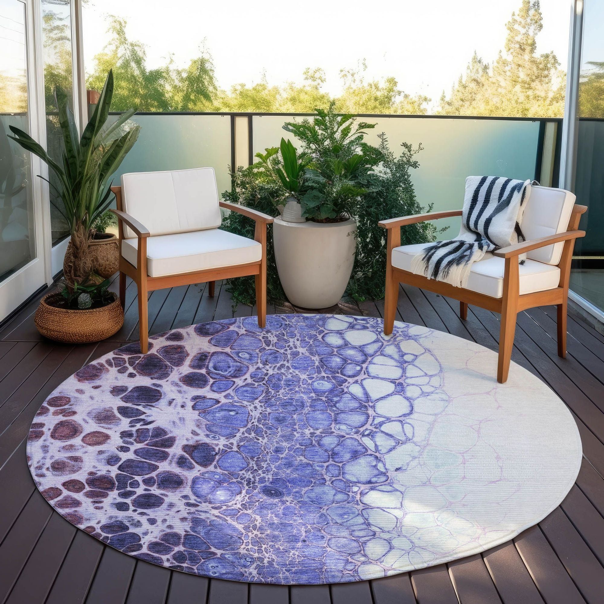 Machine Washable Purple Rug - Indoor / Outdoor - Kids / Pet Friendly Abstract Print Rug