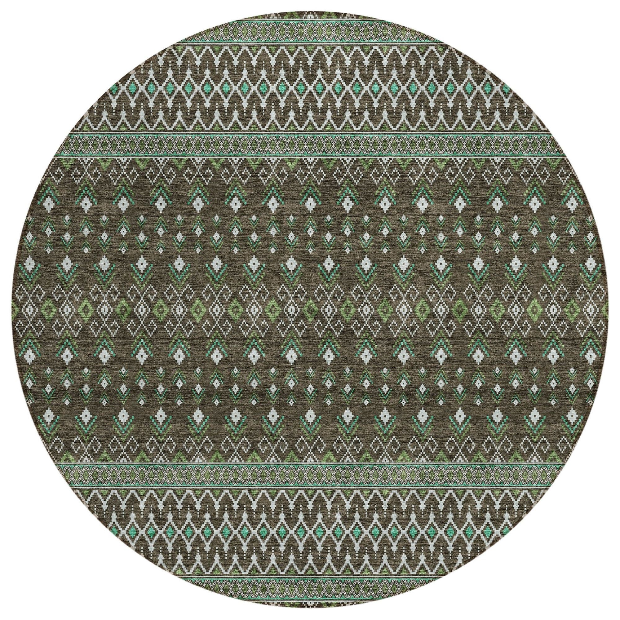 Machine Washable Brown Rug - Indoor / Outdoor - Kids / Pet Friendly Boho Print Rug