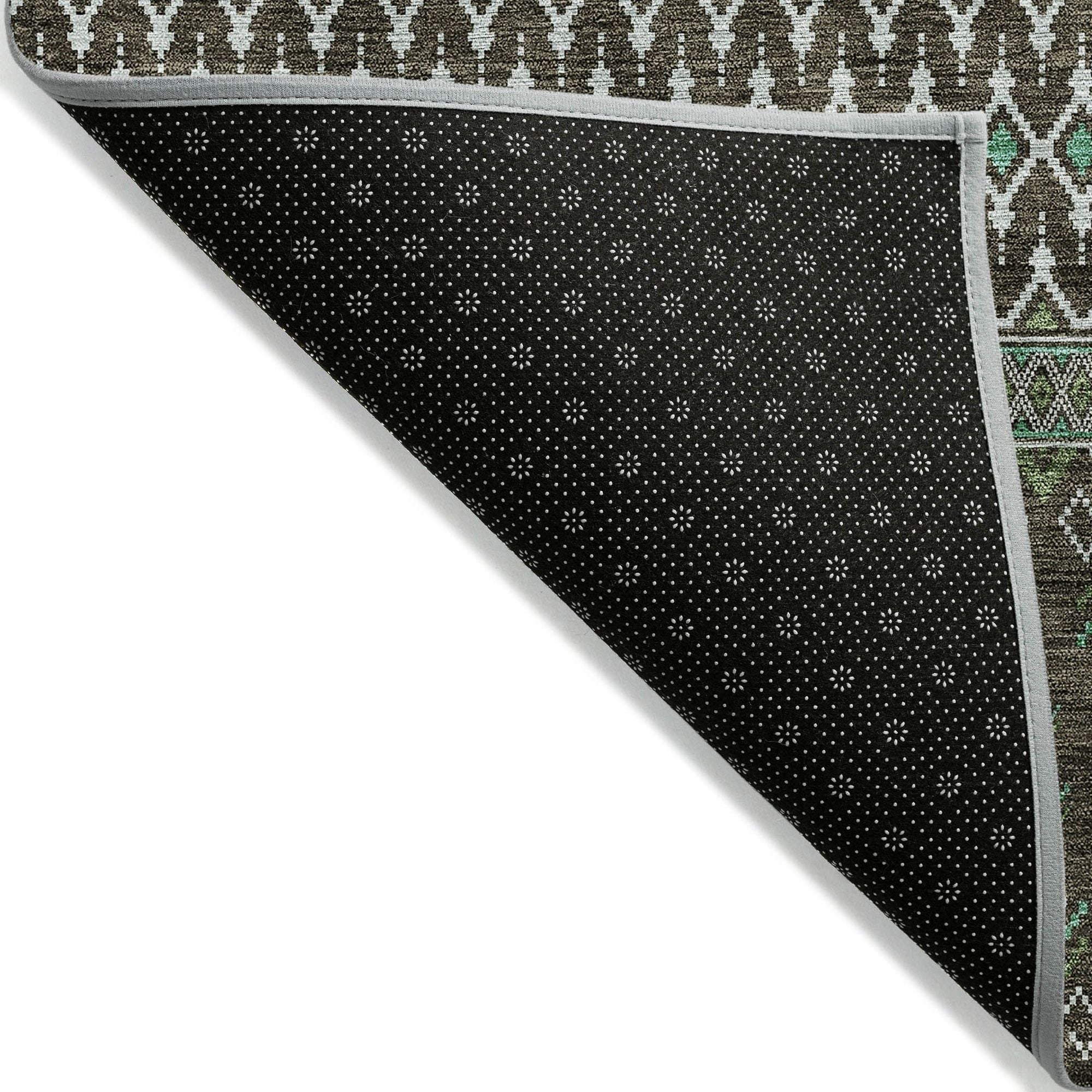 Machine Washable Brown Rug - Indoor / Outdoor - Kids / Pet Friendly Boho Print Rug