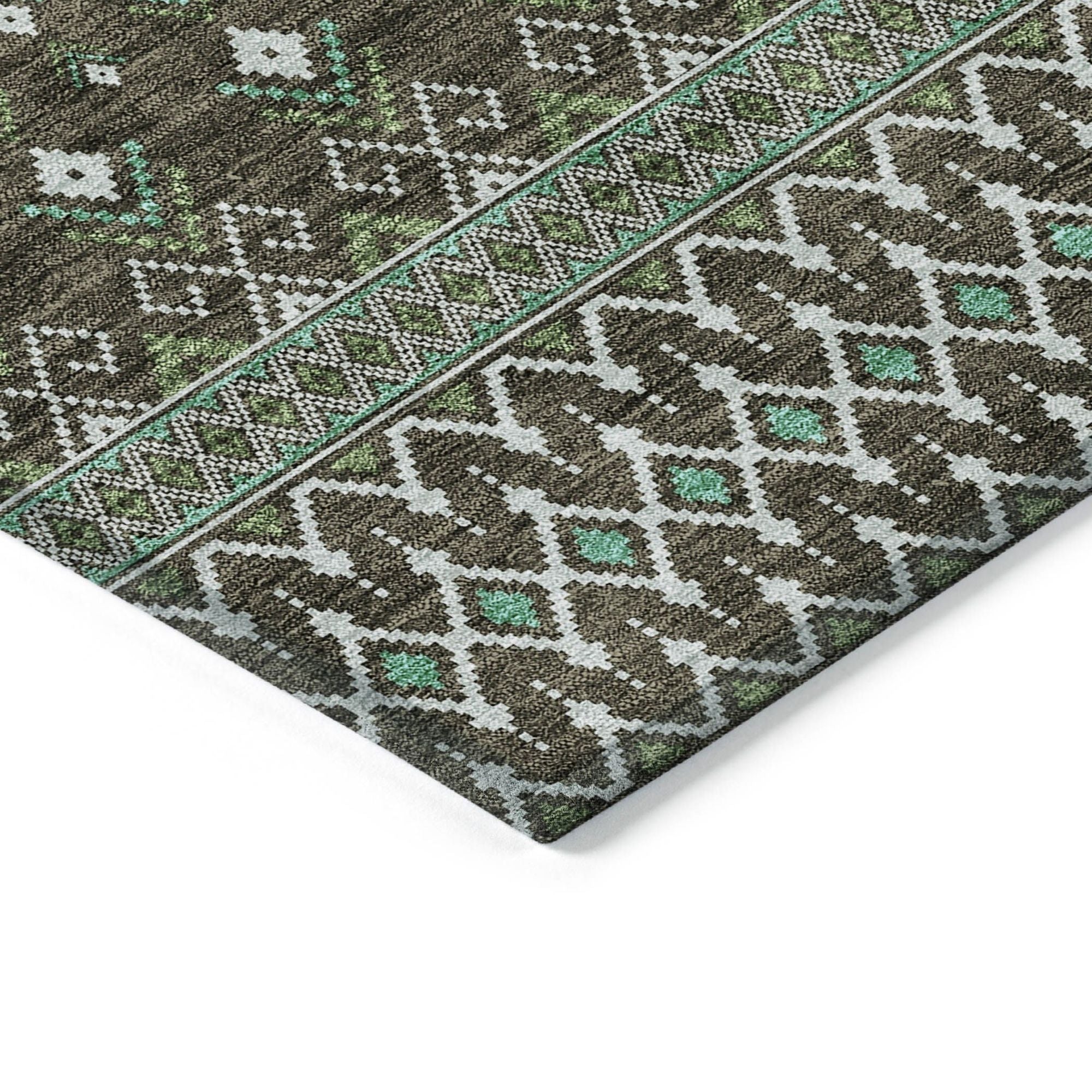 Machine Washable Brown Rug - Indoor / Outdoor - Kids / Pet Friendly Boho Print Rug