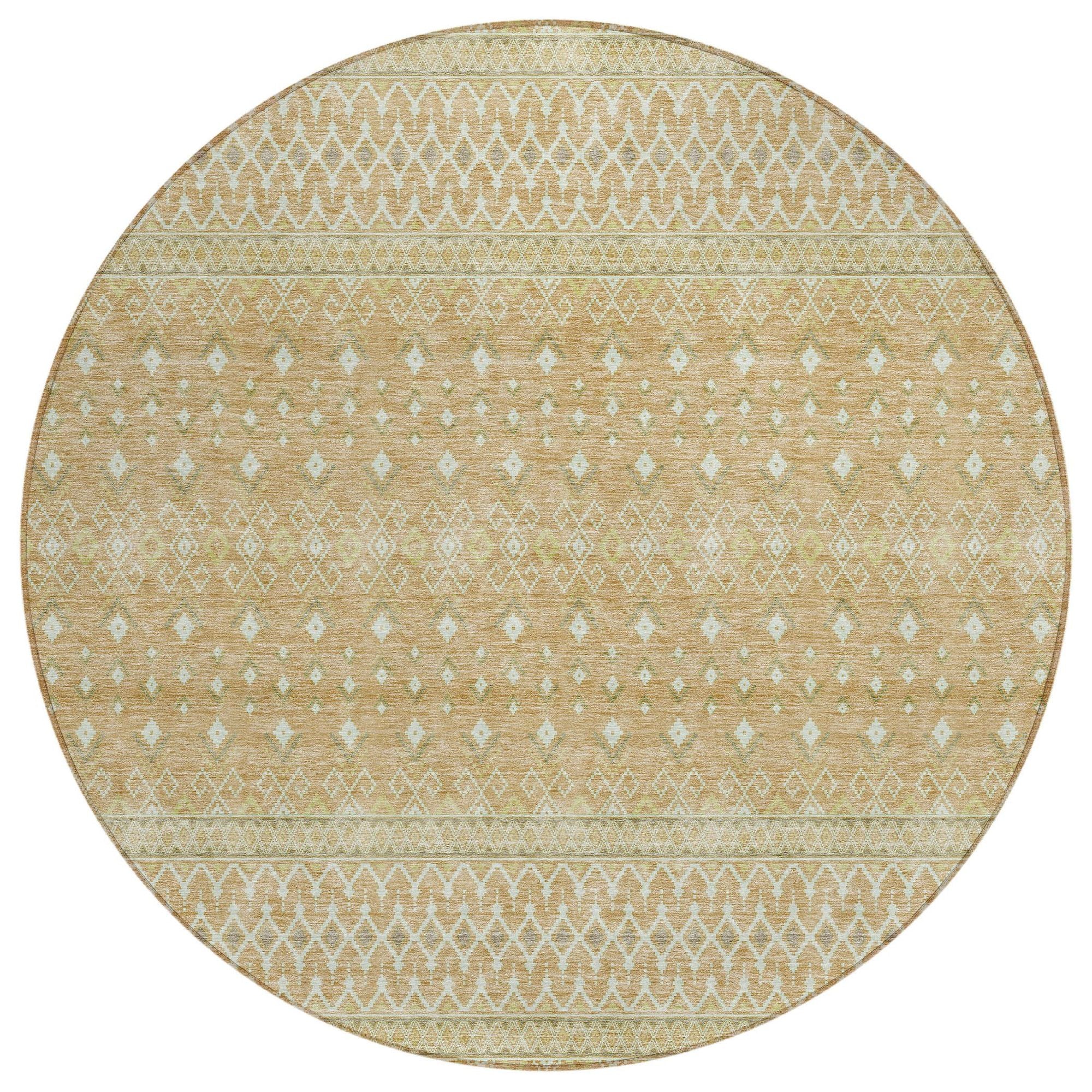Machine Washable Copper Orange Rug - Indoor / Outdoor - Kids / Pet Friendly Boho Print Rug