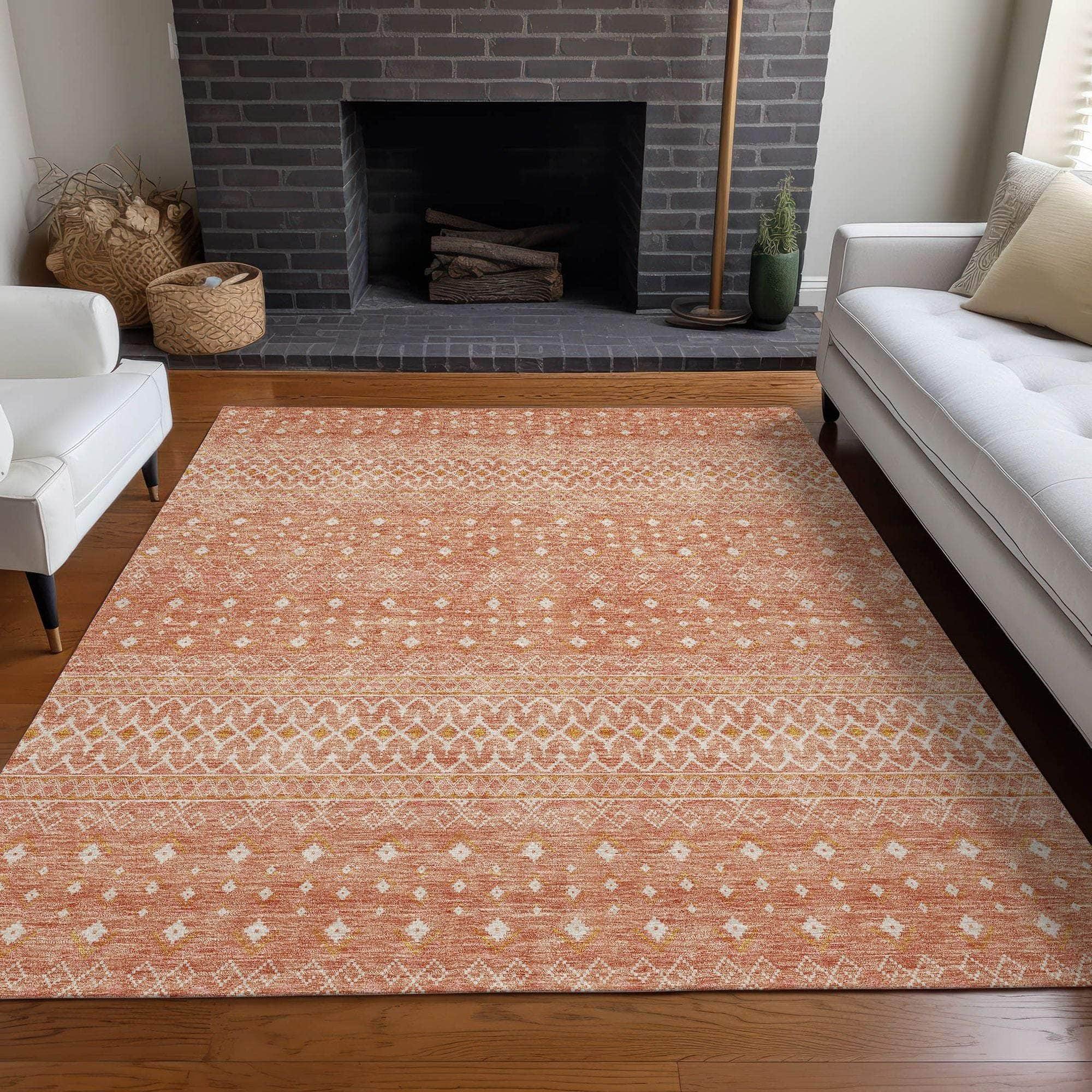 Machine Made ACN709 Salmon Orange Rugs #color_salmon orange
