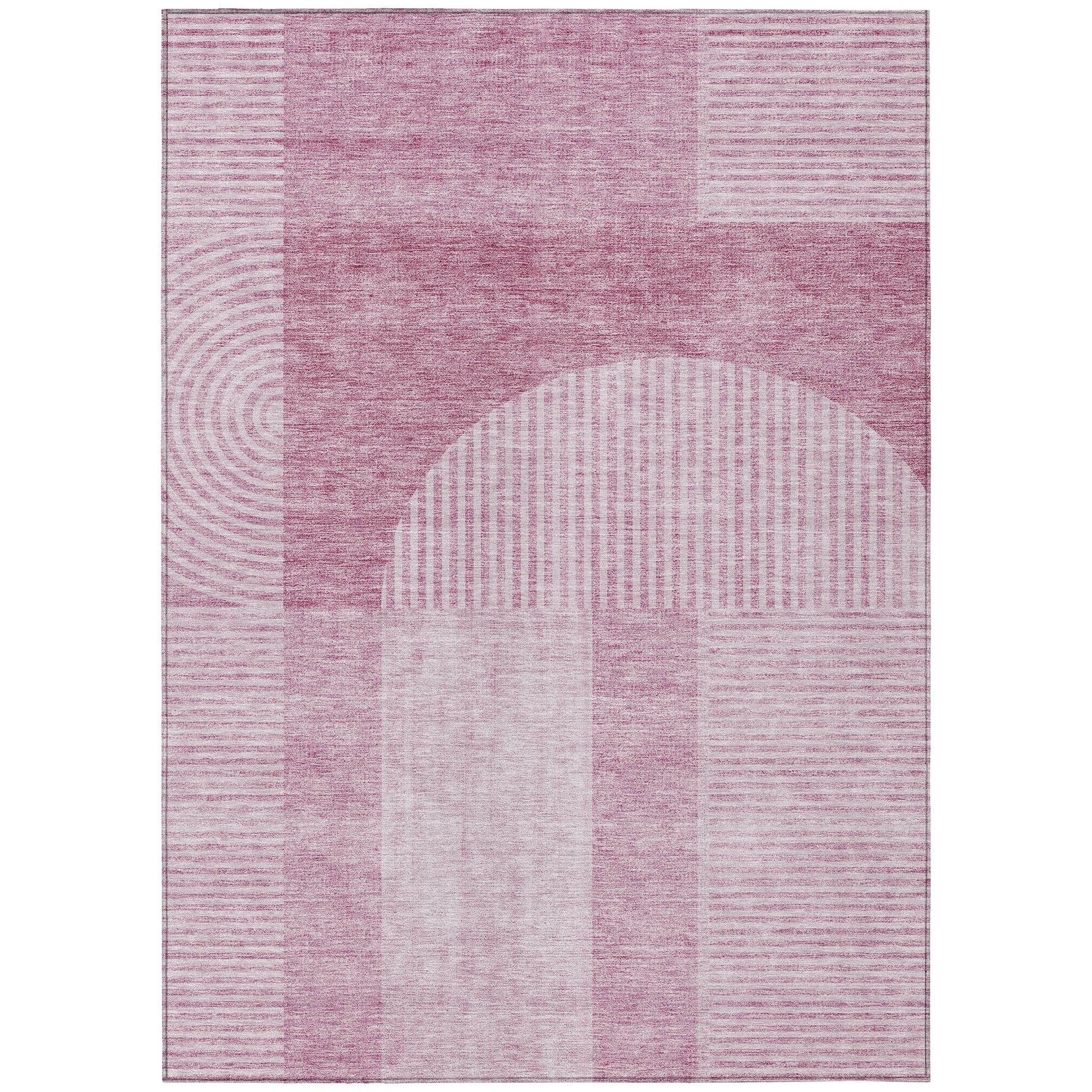 Machine Washable Blush Pink Rug - Indoor / Outdoor - Kids / Pet Friendly Art Deco Print Rug