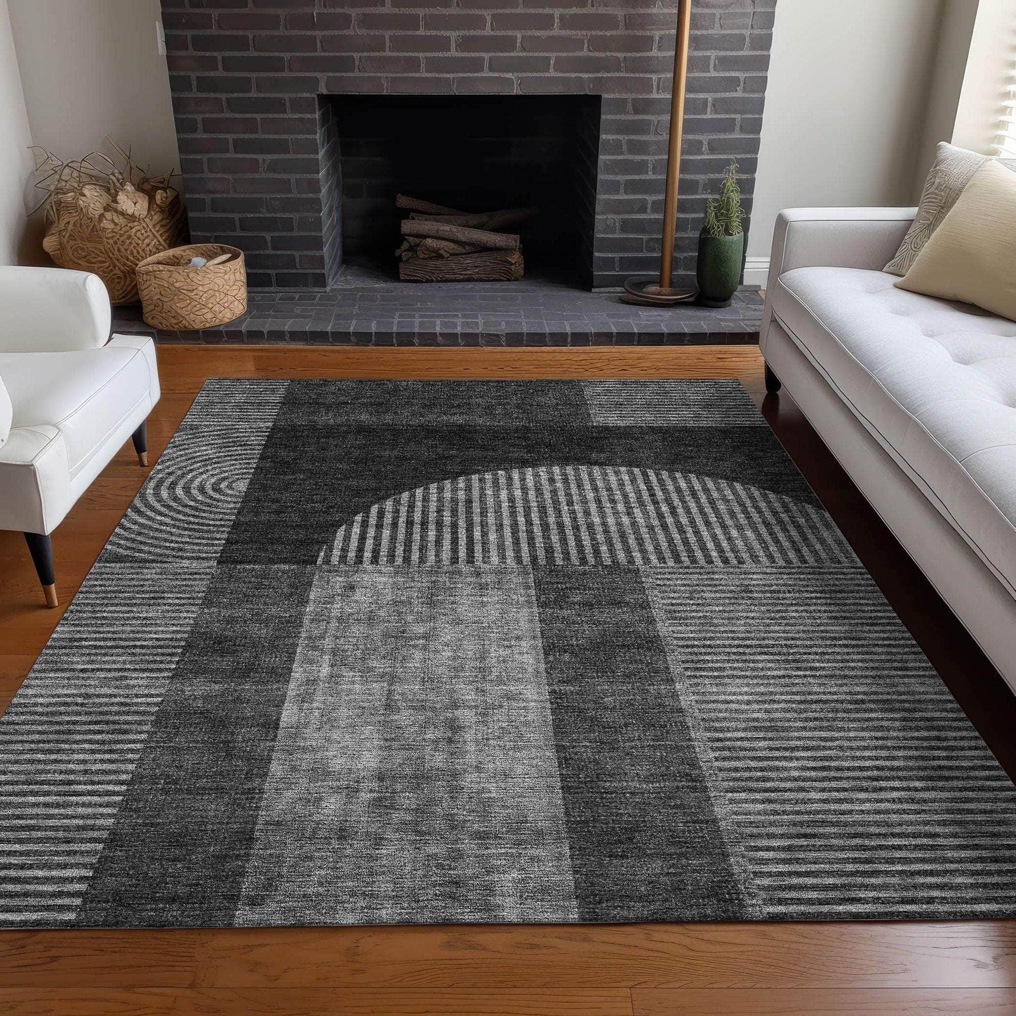 Machine Made ACN711 Charcoal Gray Rugs #color_charcoal gray