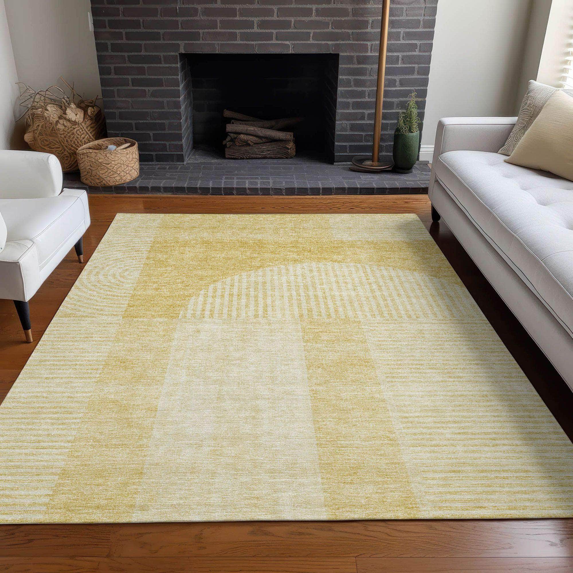Machine Made ACN711 Gold  Rugs #color_gold 