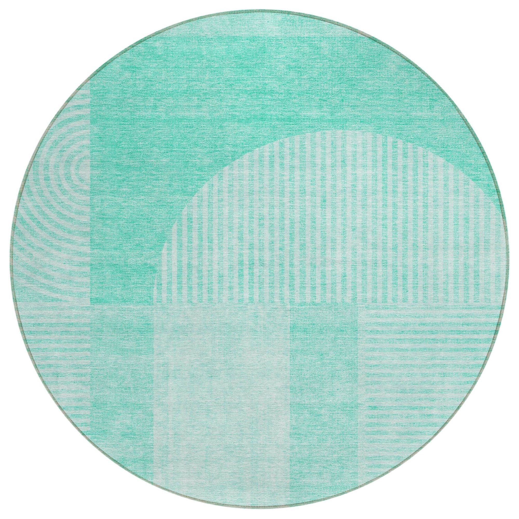 Machine Washable Teal Rug - Indoor / Outdoor - Kids / Pet Friendly Art Deco Print Rug