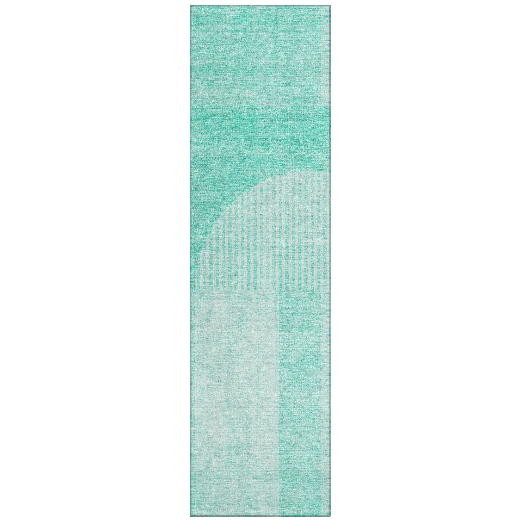 Machine Washable Teal Rug - Indoor / Outdoor - Kids / Pet Friendly Art Deco Print Rug